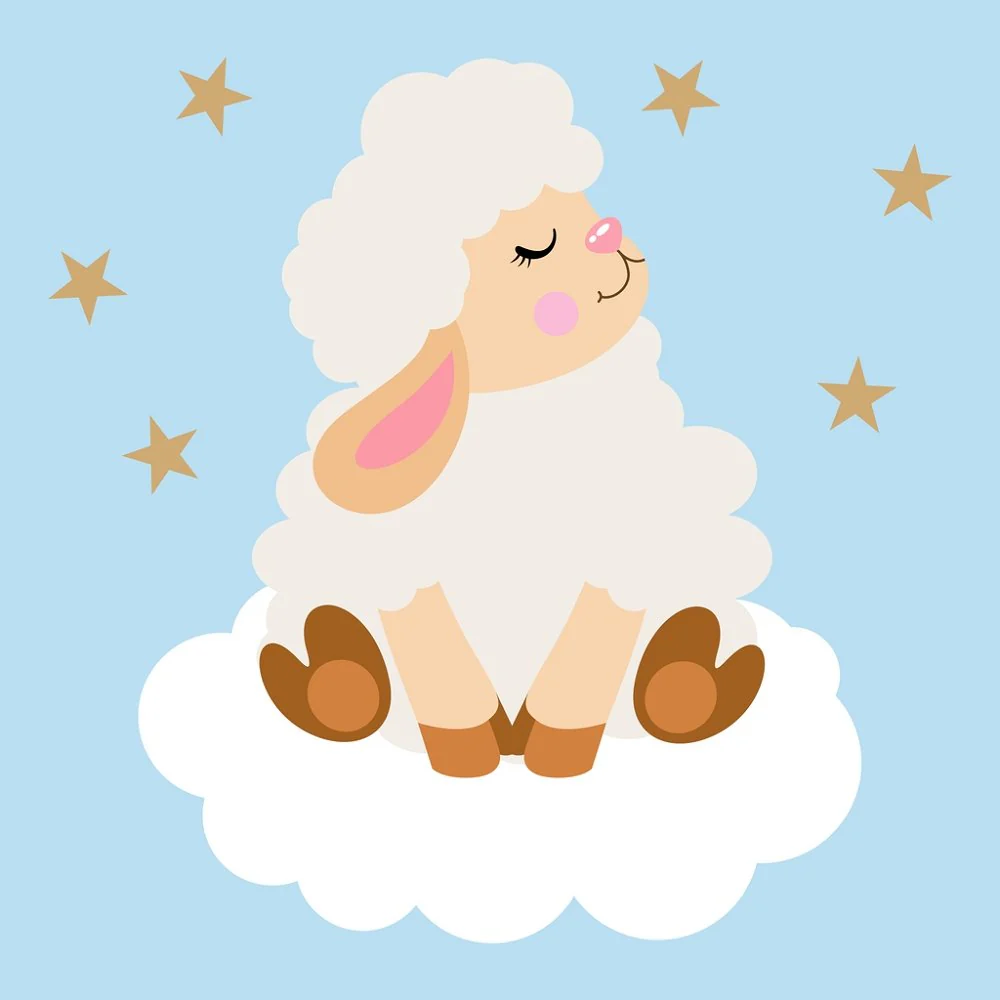 Starry Night Lamb Fabric Panel