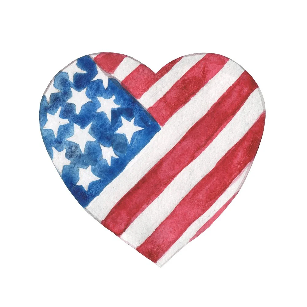 Stars and Stripes Heart Fabric Panel