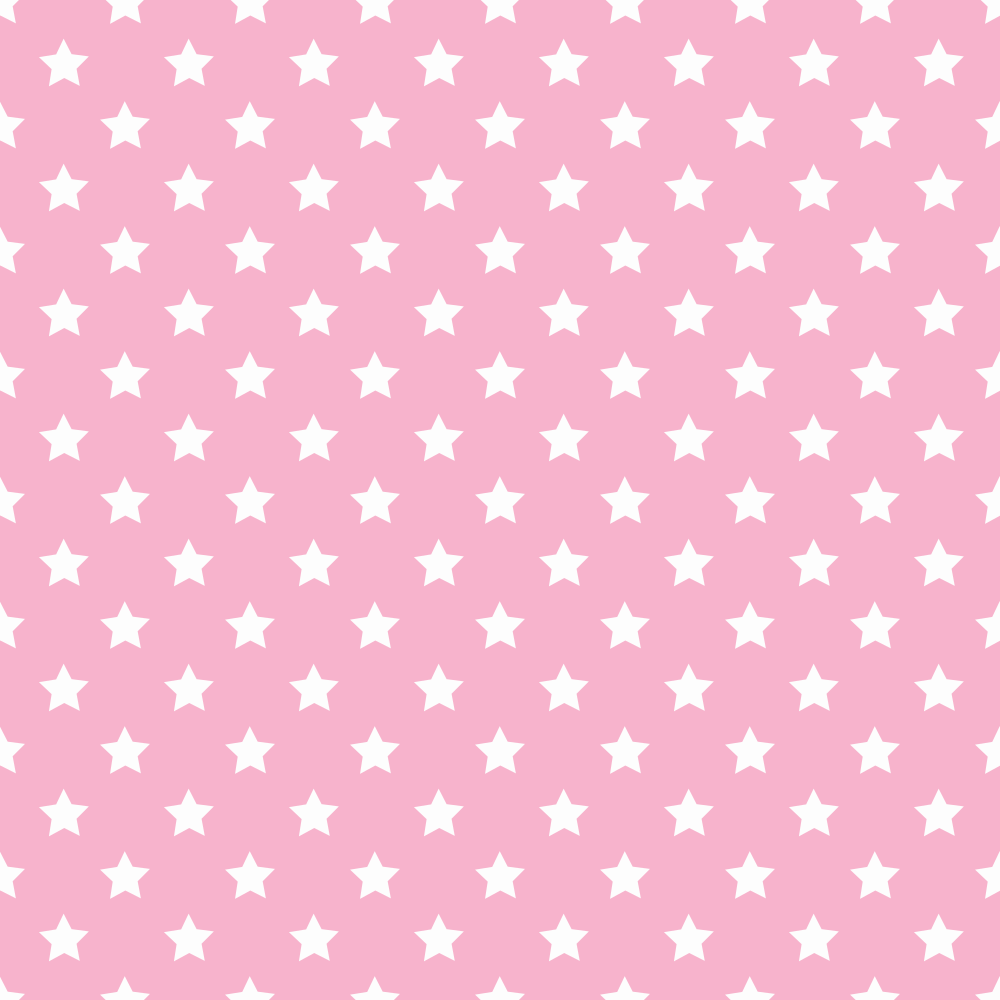 Stars Basics Fabric - White on Cupid Pink