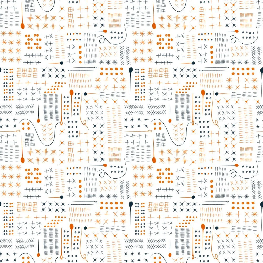 Stitches Fabric - Multi