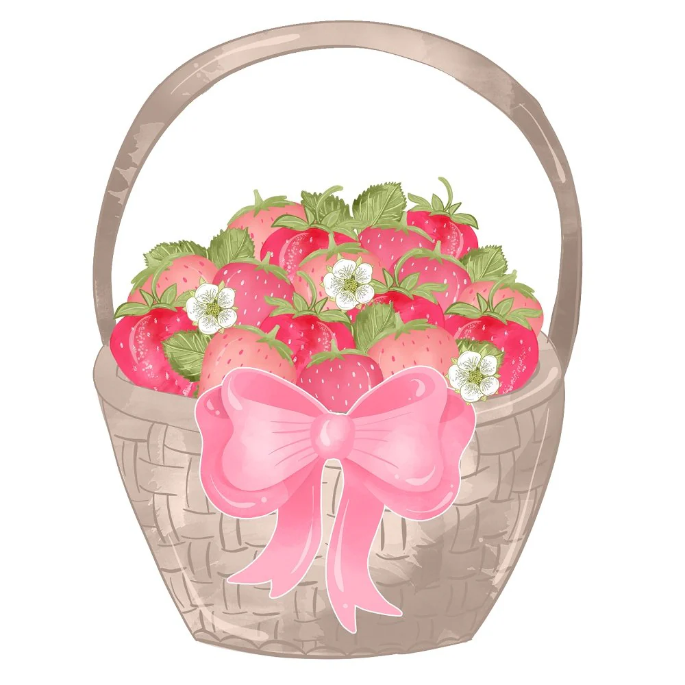 Strawberry Basket Fabric Panel