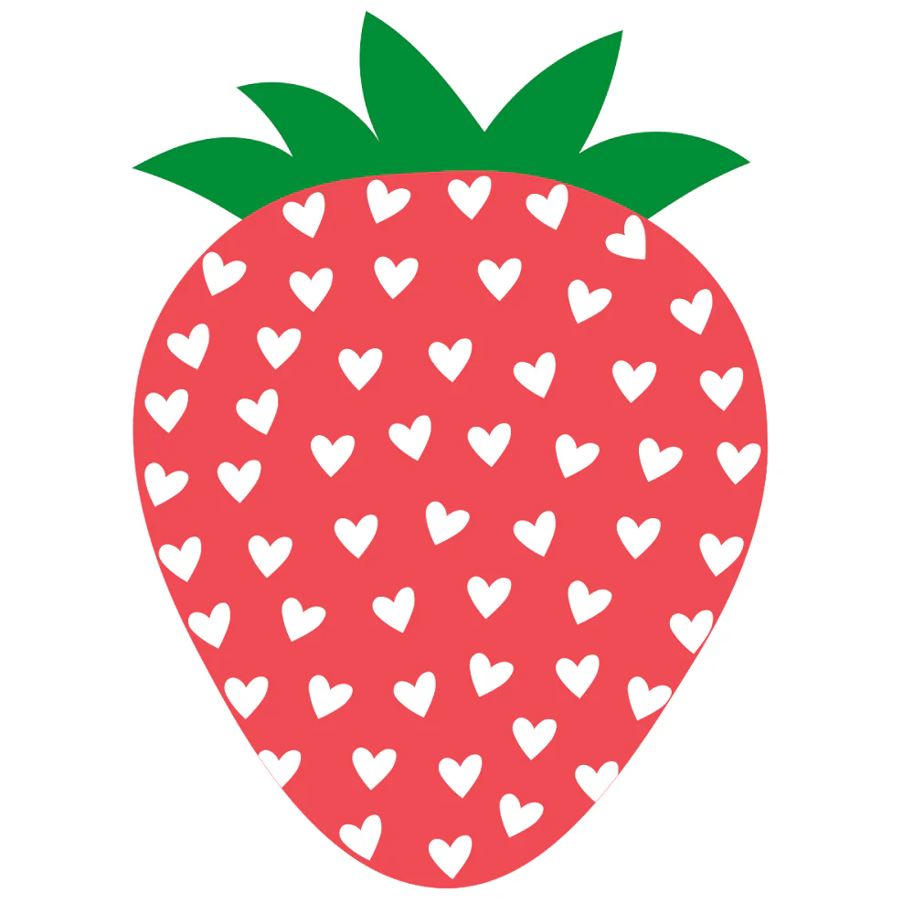 Strawberry Patch Heart Pattern Fabric Panel