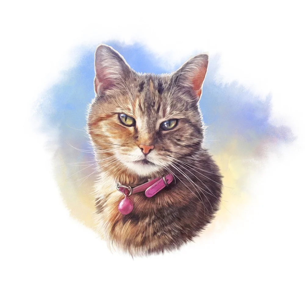 Striped Cat & Collar Fabric Panel - Multi