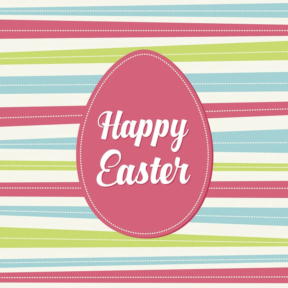 Striped Happy Easter Fabric Panel
