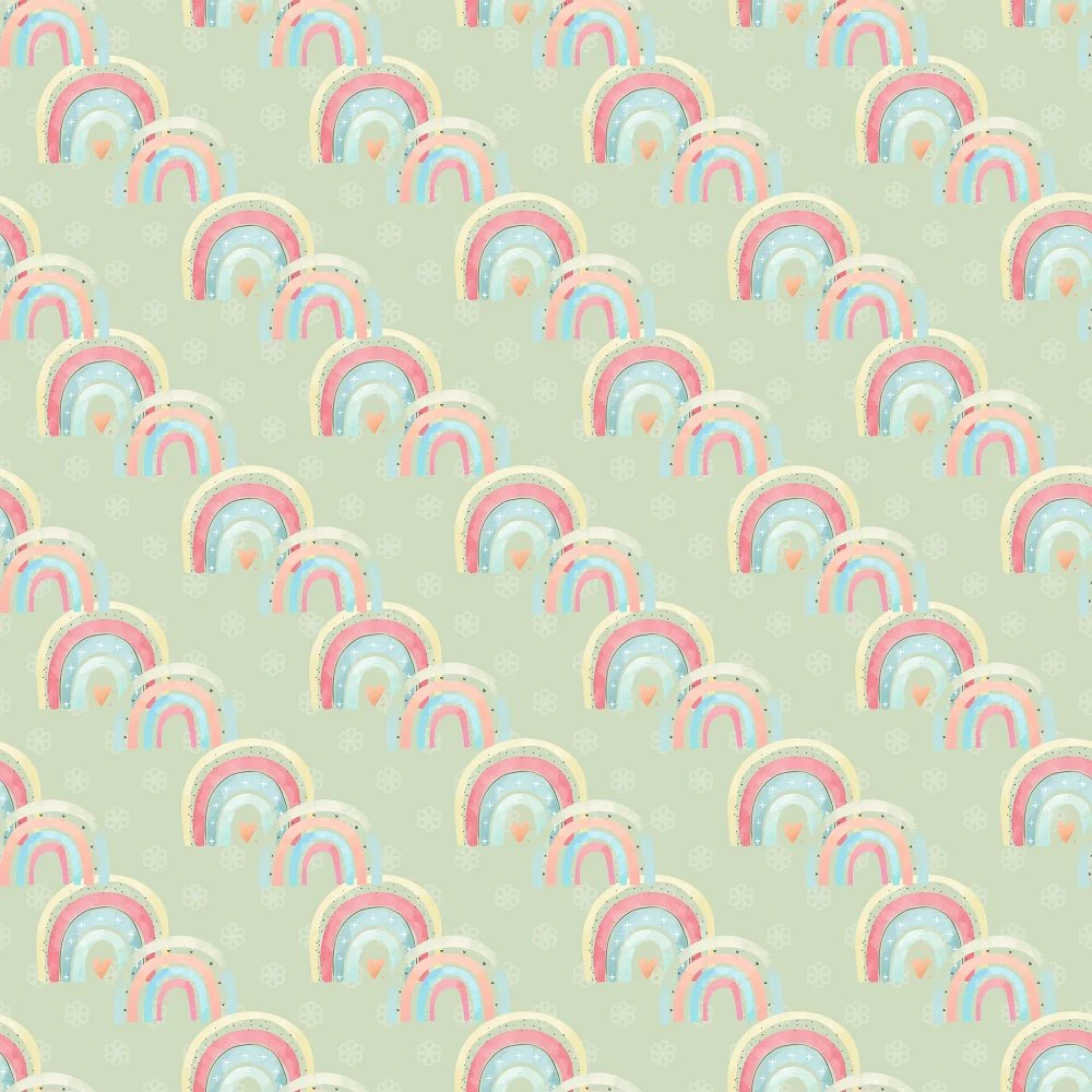 Striped Rainbow Fabric - Green