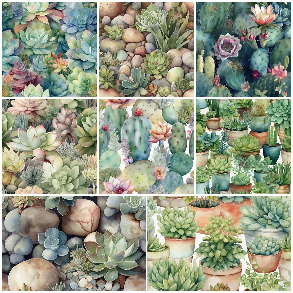 Succulents and Cacti Fat Quarter Bundle - 8 Pieces