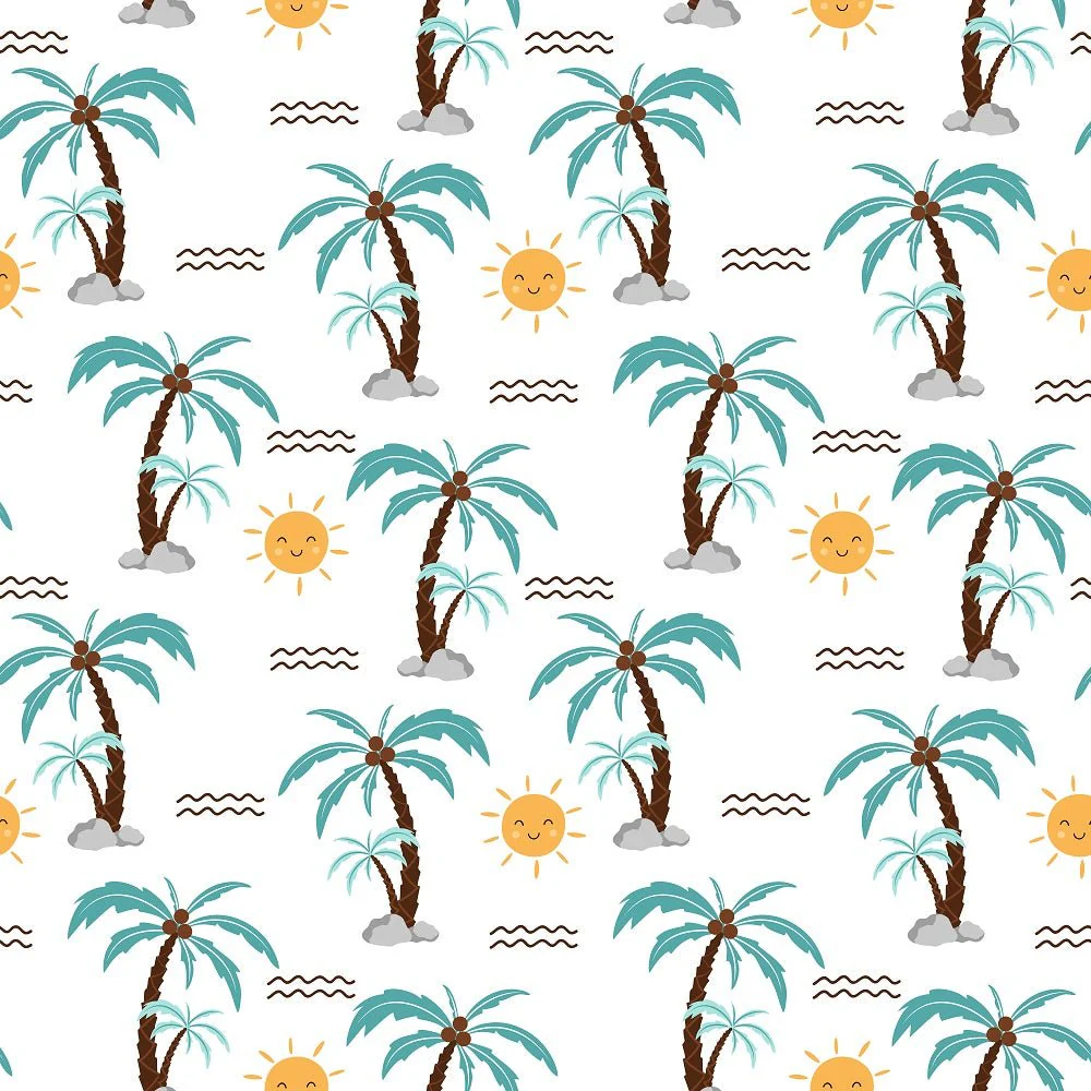 Summertime Cats Palm Trees Fabric
