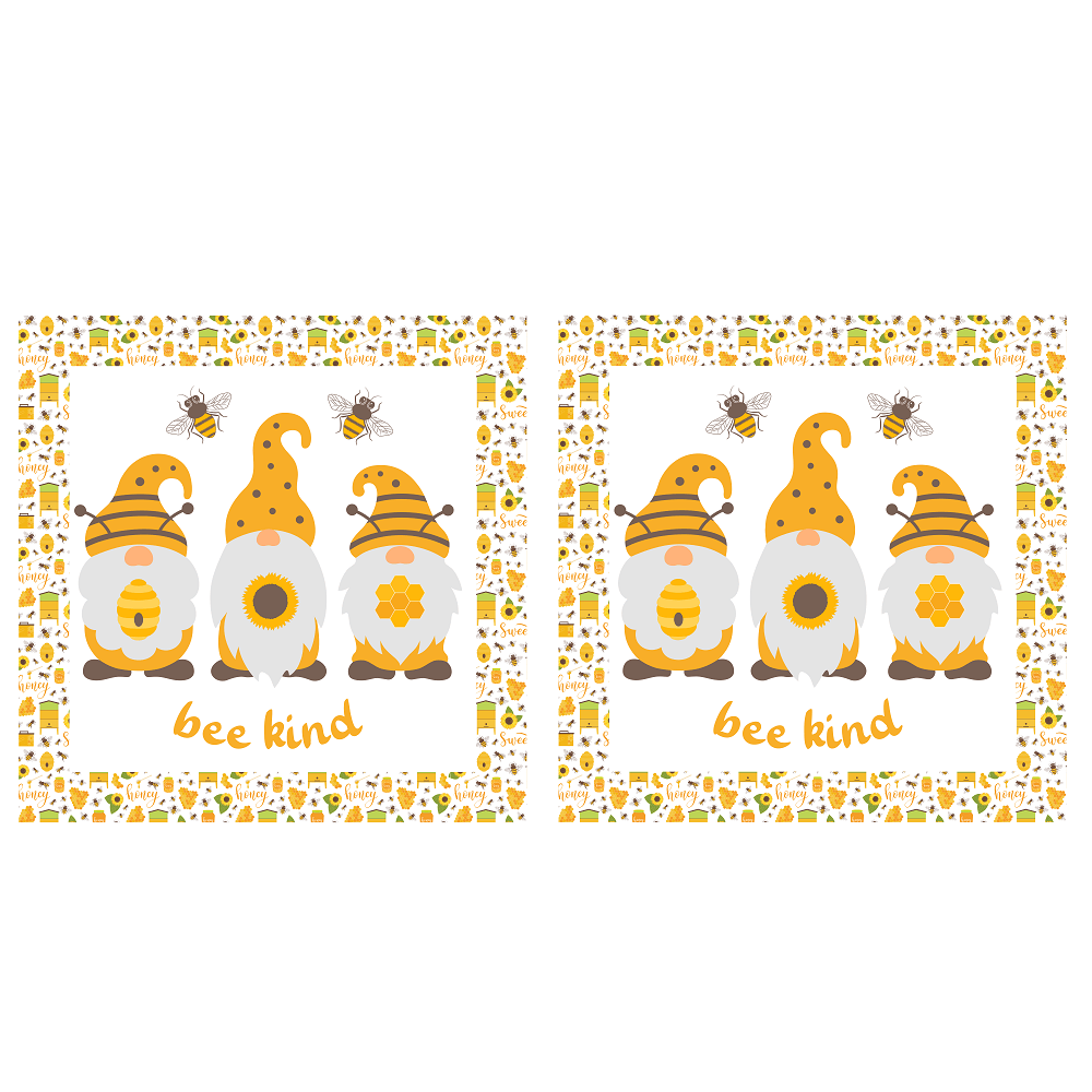 Sunflowers and Bees Bee Kind Gnomes Pillow Panels - Image 2