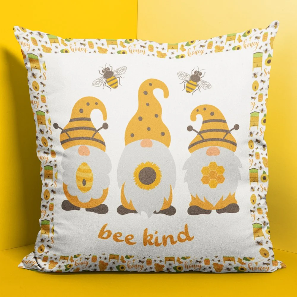 Sunflowers and Bees Bee Kind Gnomes Pillow Panels - Image 3