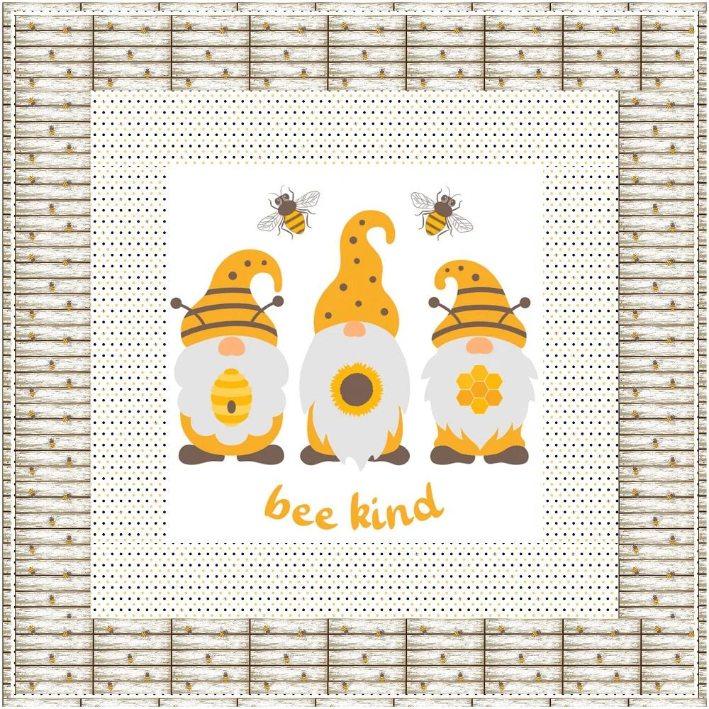 Sunflowers and Bees Bee Kind Gnomes Wall Hanging/Lap Quilt Kit - 42" x 42"