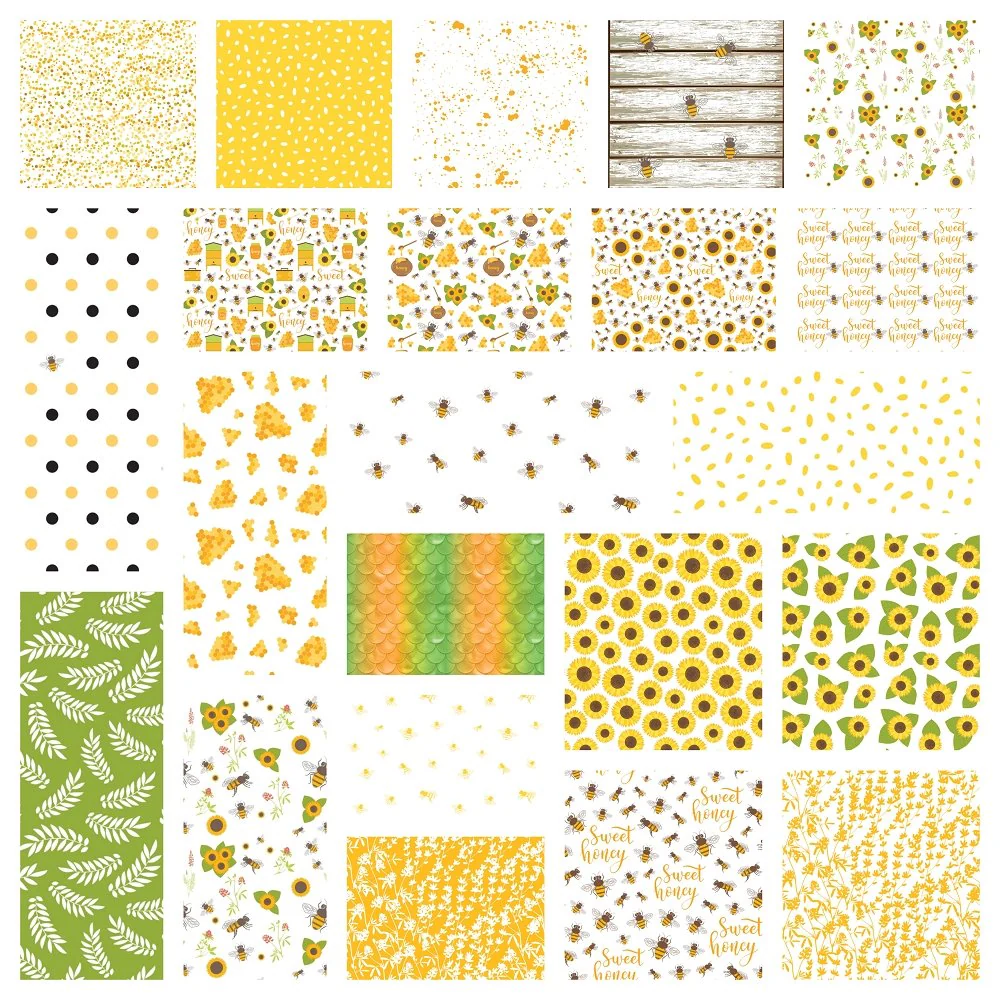 Sunflowers and Bees Charm Pack - 22 Pieces