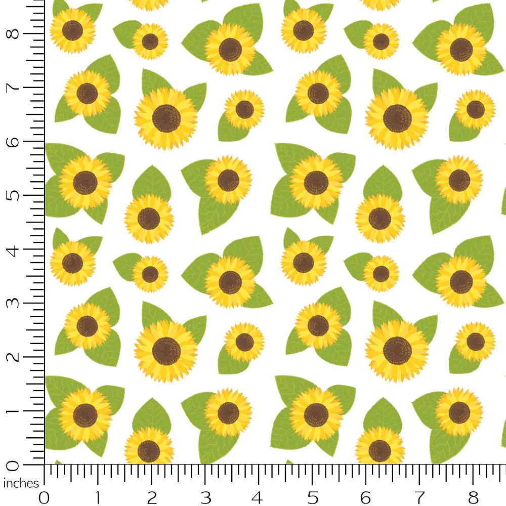 Sunflowers and Bees Flowers and Leaves Fabric - Image 2