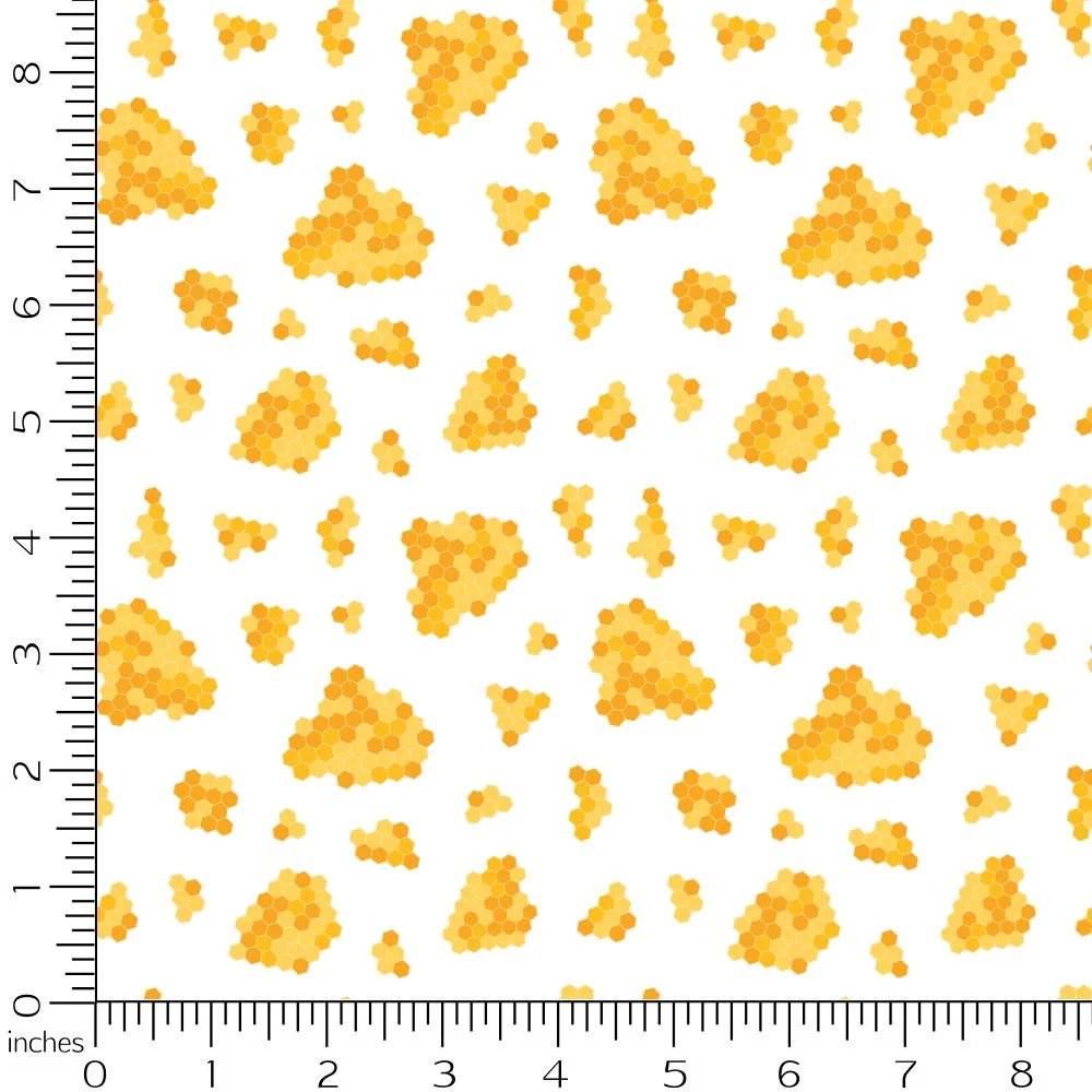 Sunflowers and Bees Honeycombs Fabric - Image 2