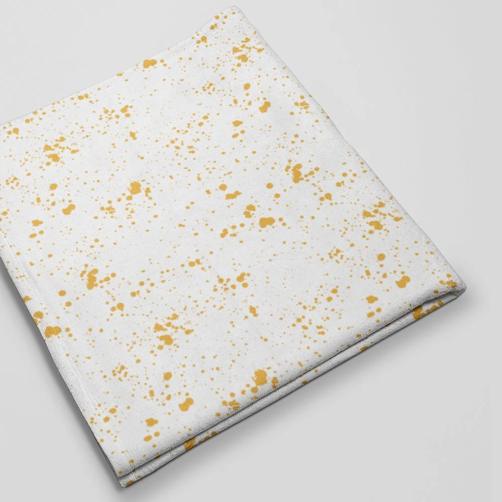 Sunflowers and Bees Yellow Paint Splatter Fabric - Image 2