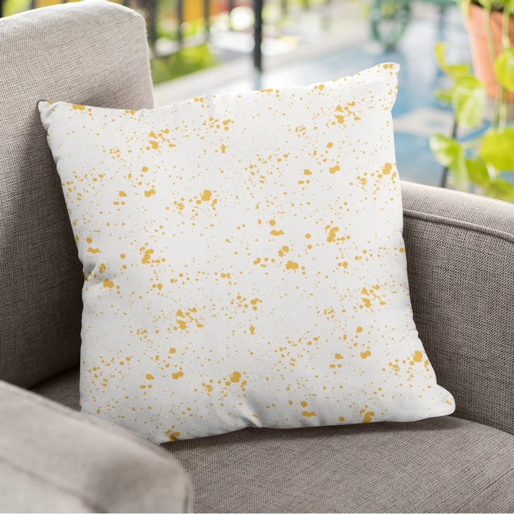 Sunflowers and Bees Yellow Paint Splatter Fabric - Image 3