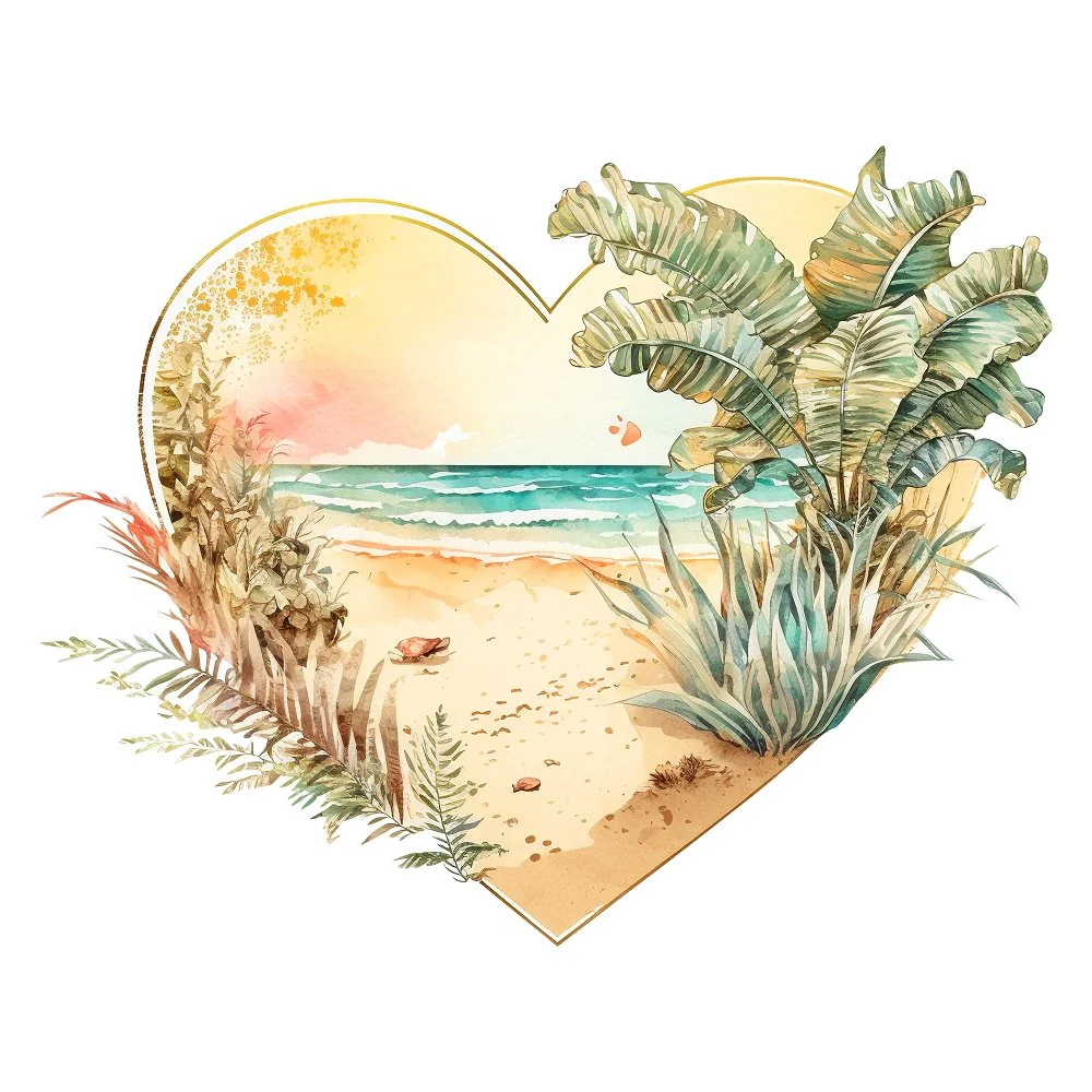Sunnet Beach Heart #5 Fabric Panel