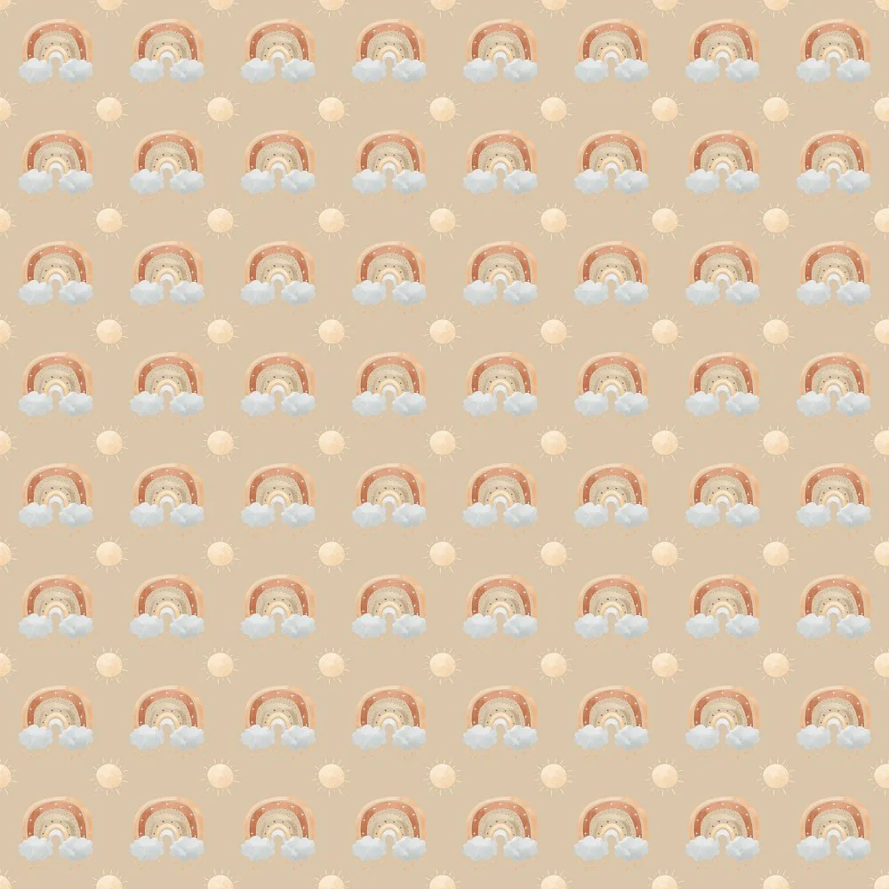 Sunny Suns & Rainbows Fabric - Tan