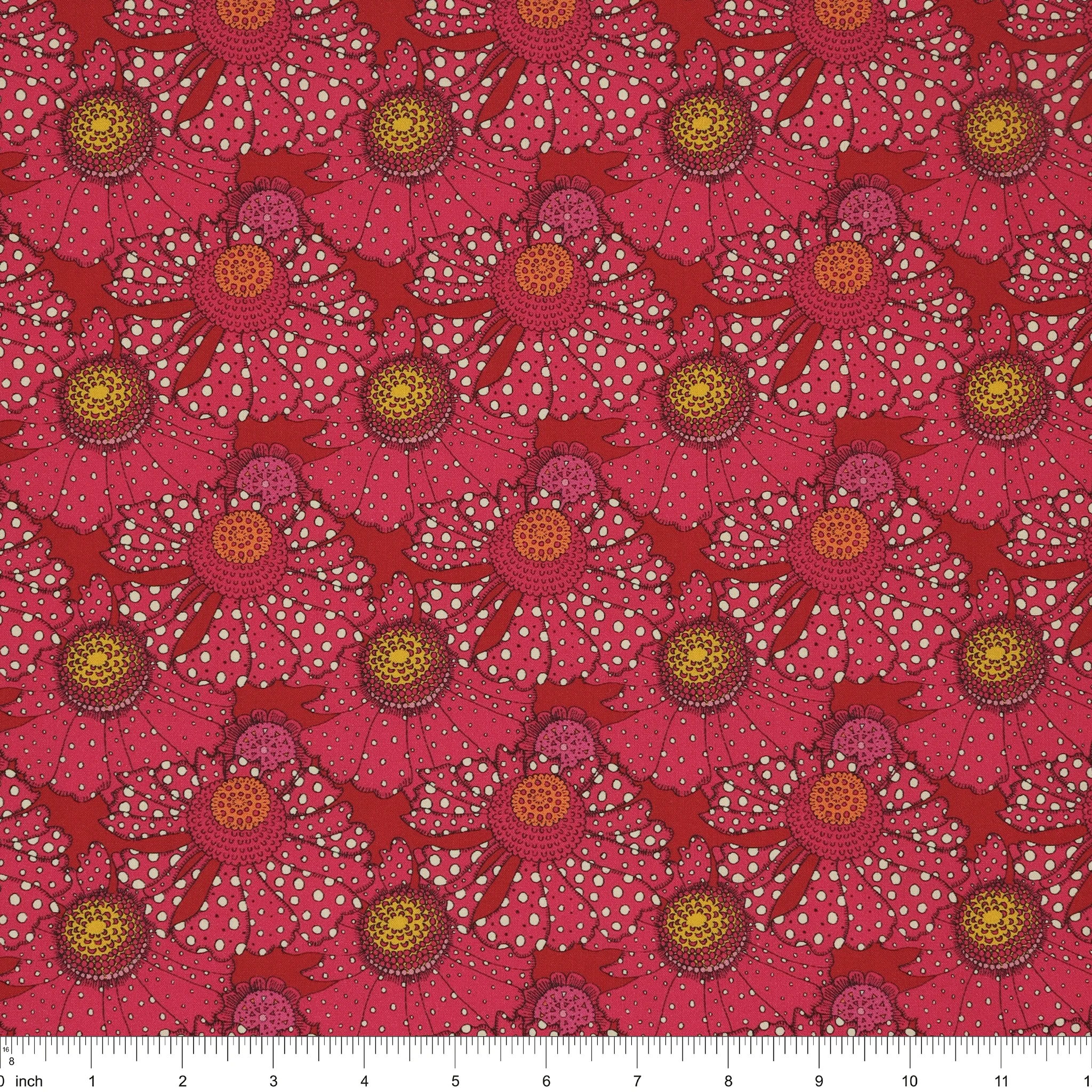 Sunshine Fabric Collection - Polka Flower Crimson - Image 3