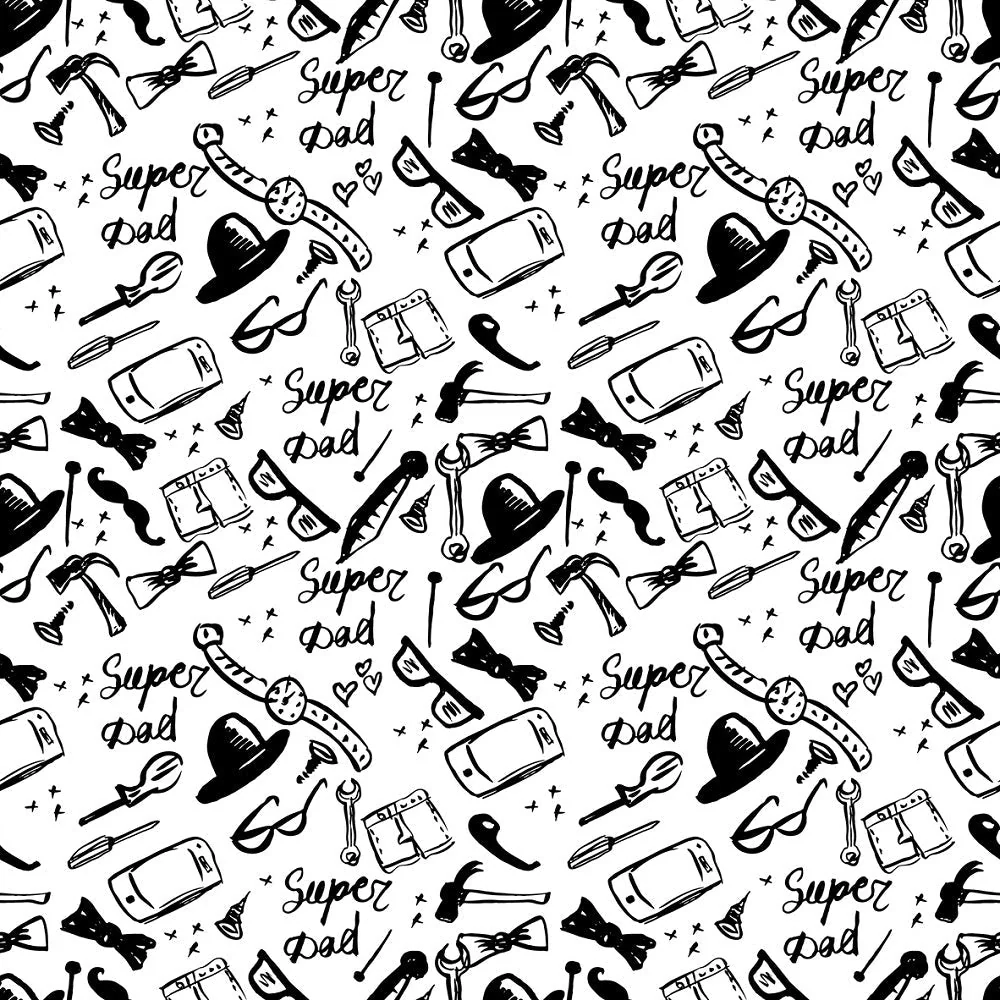 Super Dad Elements Fabric - Black/White