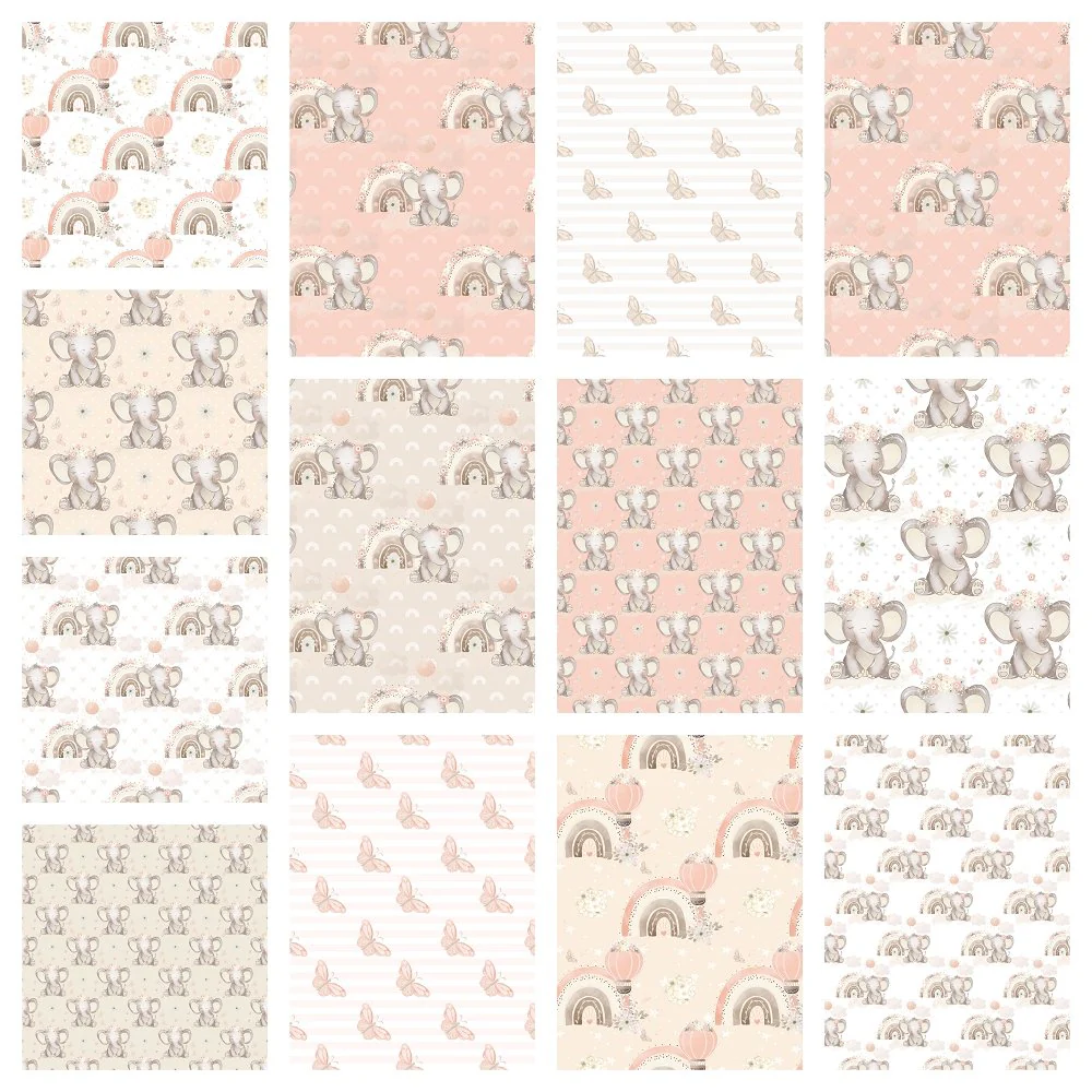 Sweet Baby Elephant Fabric Collection - 1 Yard Bundle