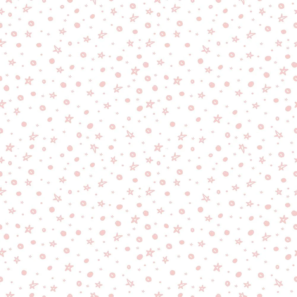 Sweet Christmas Gnomes Pink Stars Fabric - White