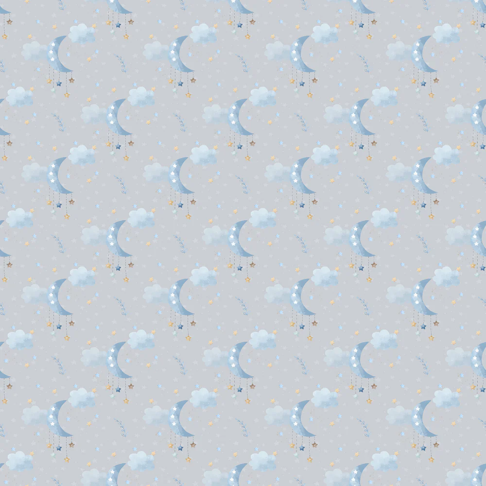 Sweet Dreams Moon Fabric - Gray