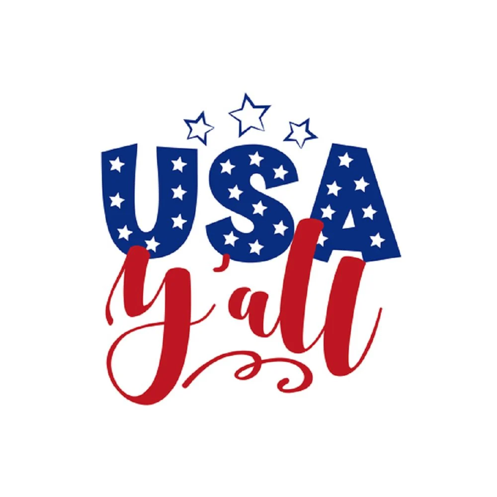 Sweet Land Of Liberty, USA Y'all Fabric Panel - White