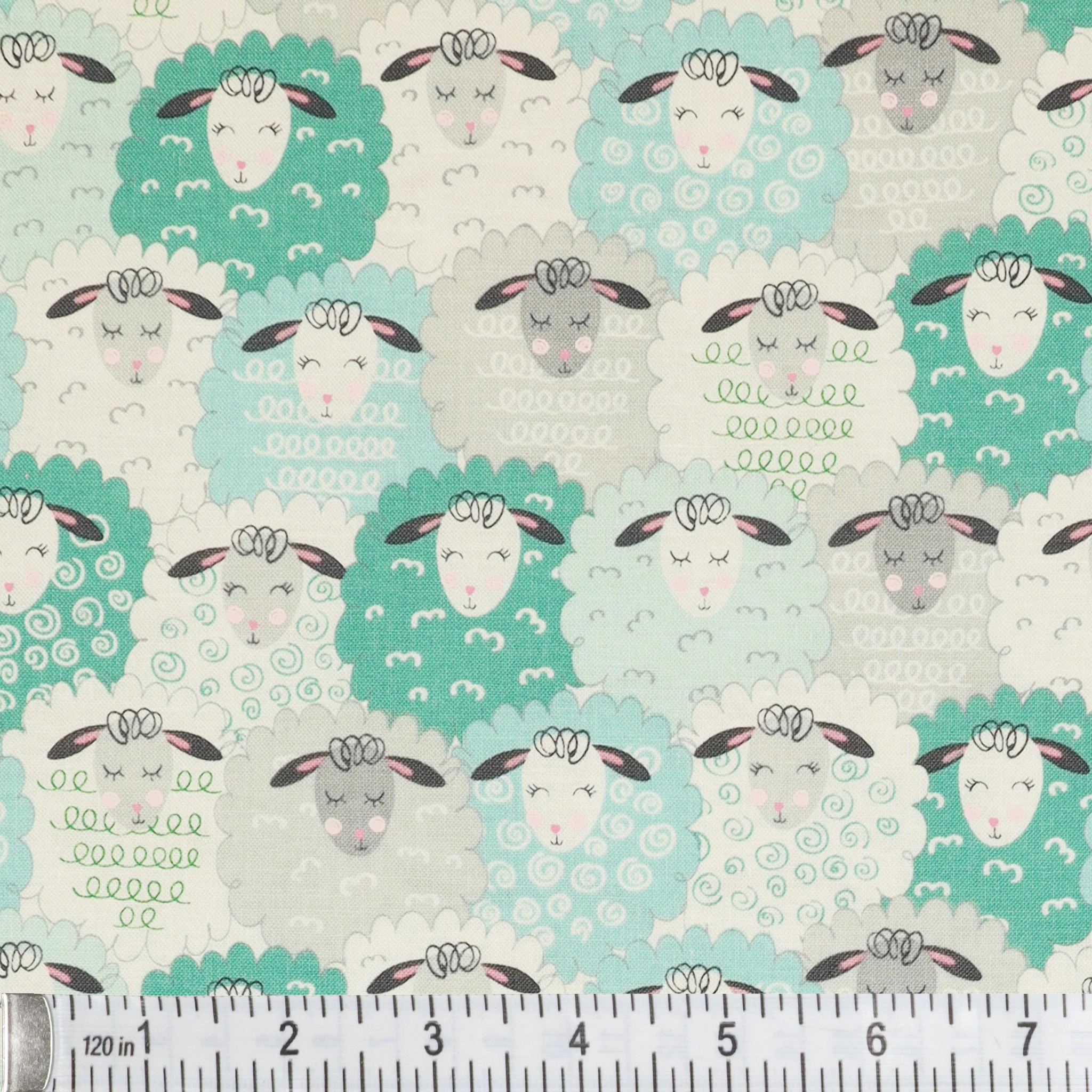 Sweet Little Lamb Fabric Collection - Cozy Lamb Aqua - Image 3