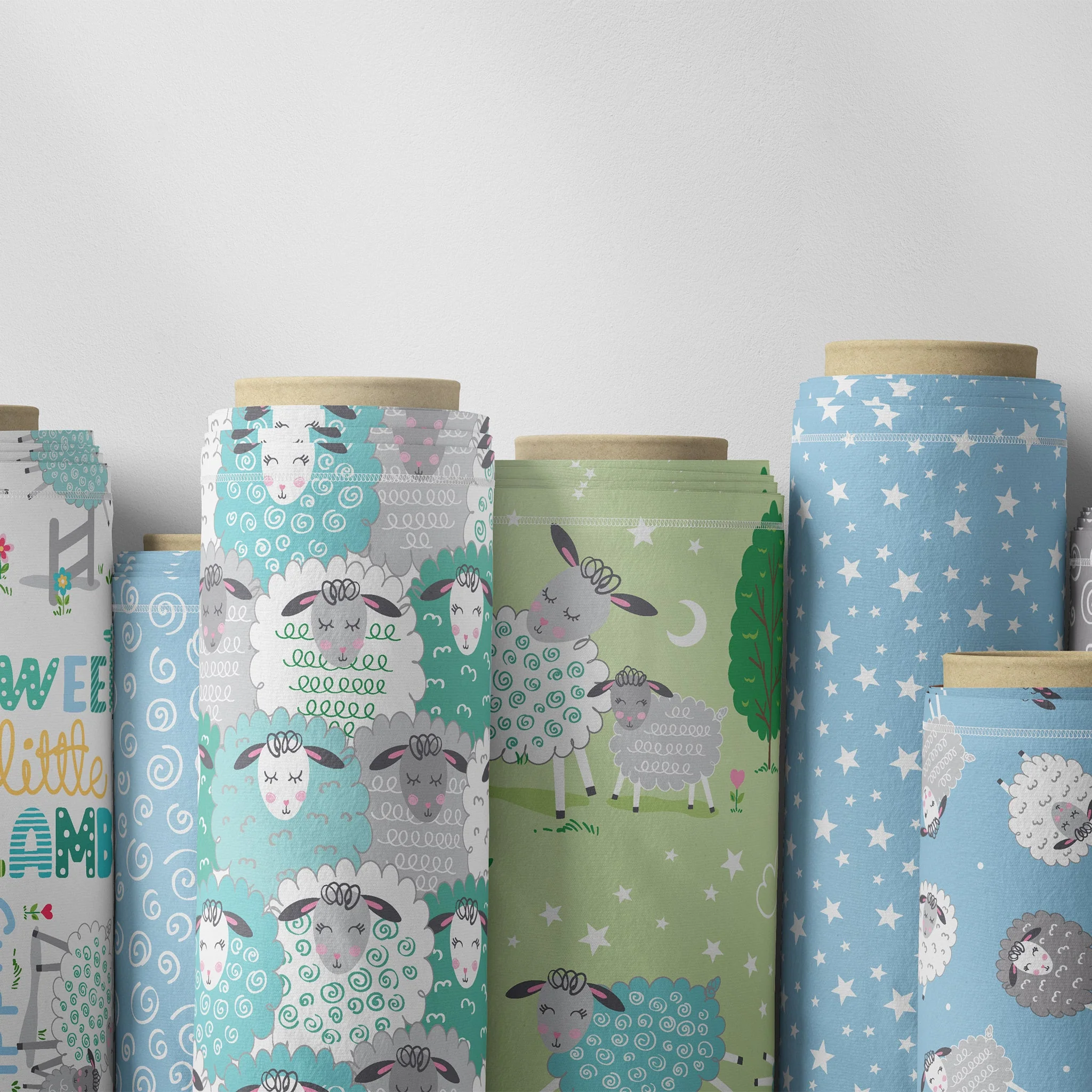 Sweet Little Lamb Fabric Collection - Cozy Lamb Gray - Image 4