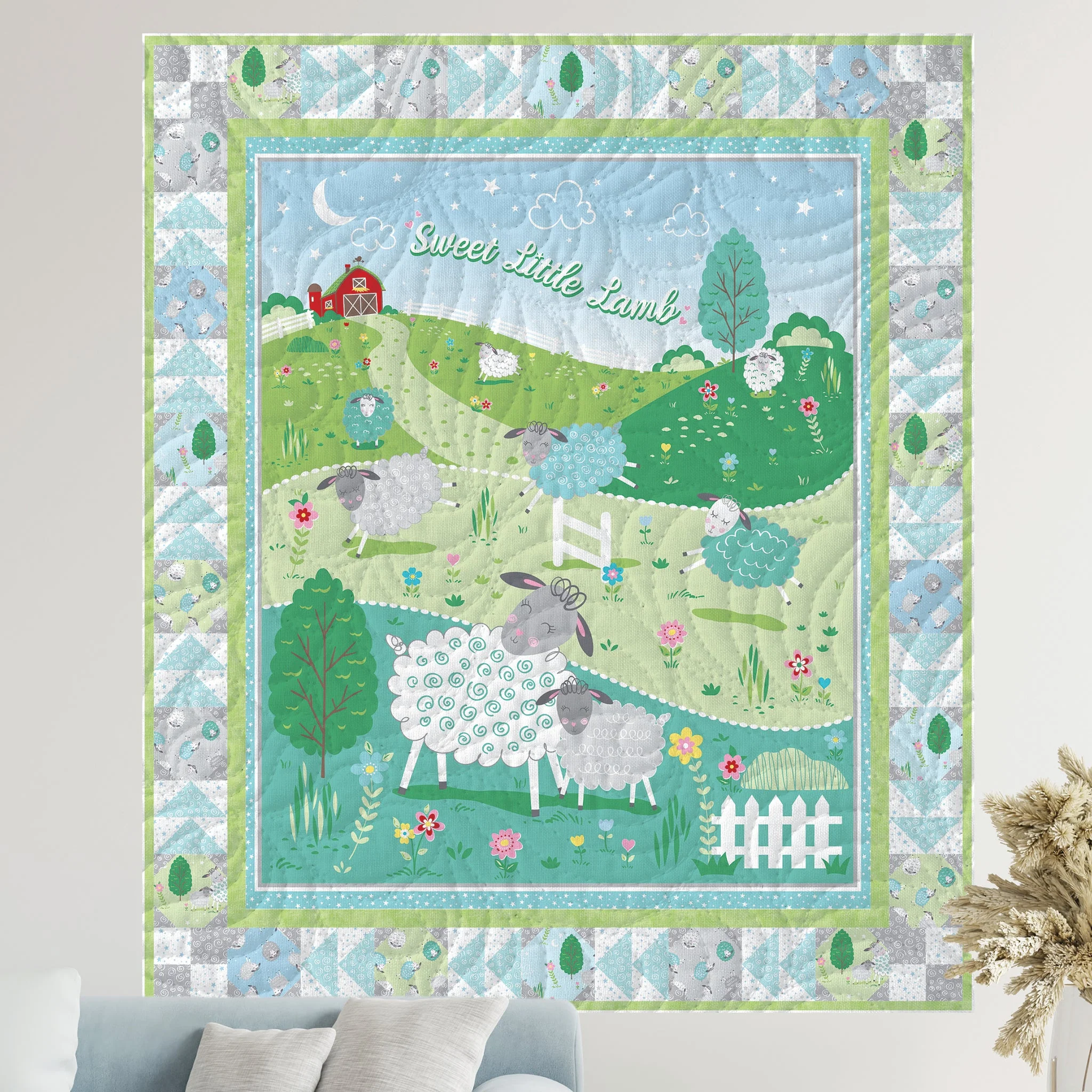 Sweet Little Lamb Fabric Collection - Cozy Lamb Gray - Image 6
