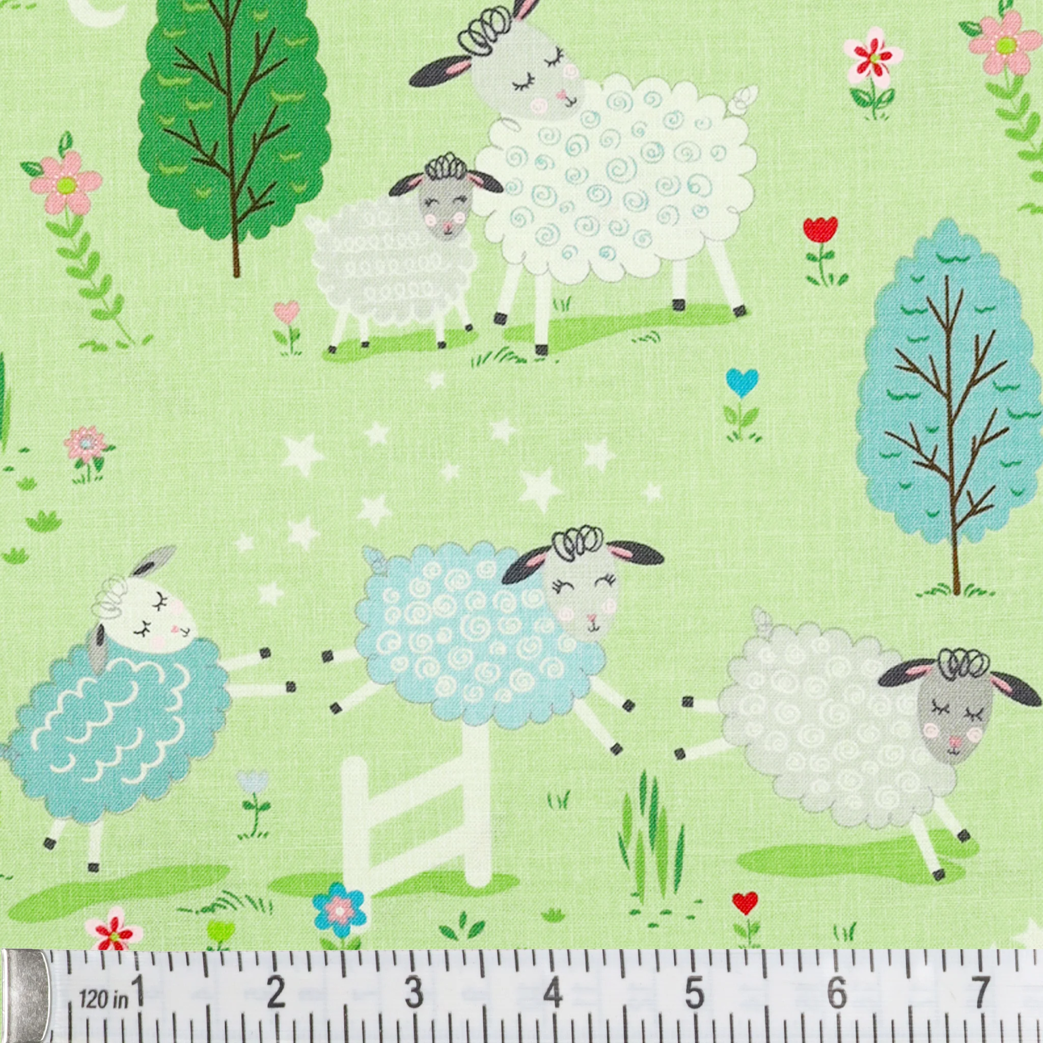 Sweet Little Lamb Fabric Collection - Little Lamb Scenic Green - Image 3
