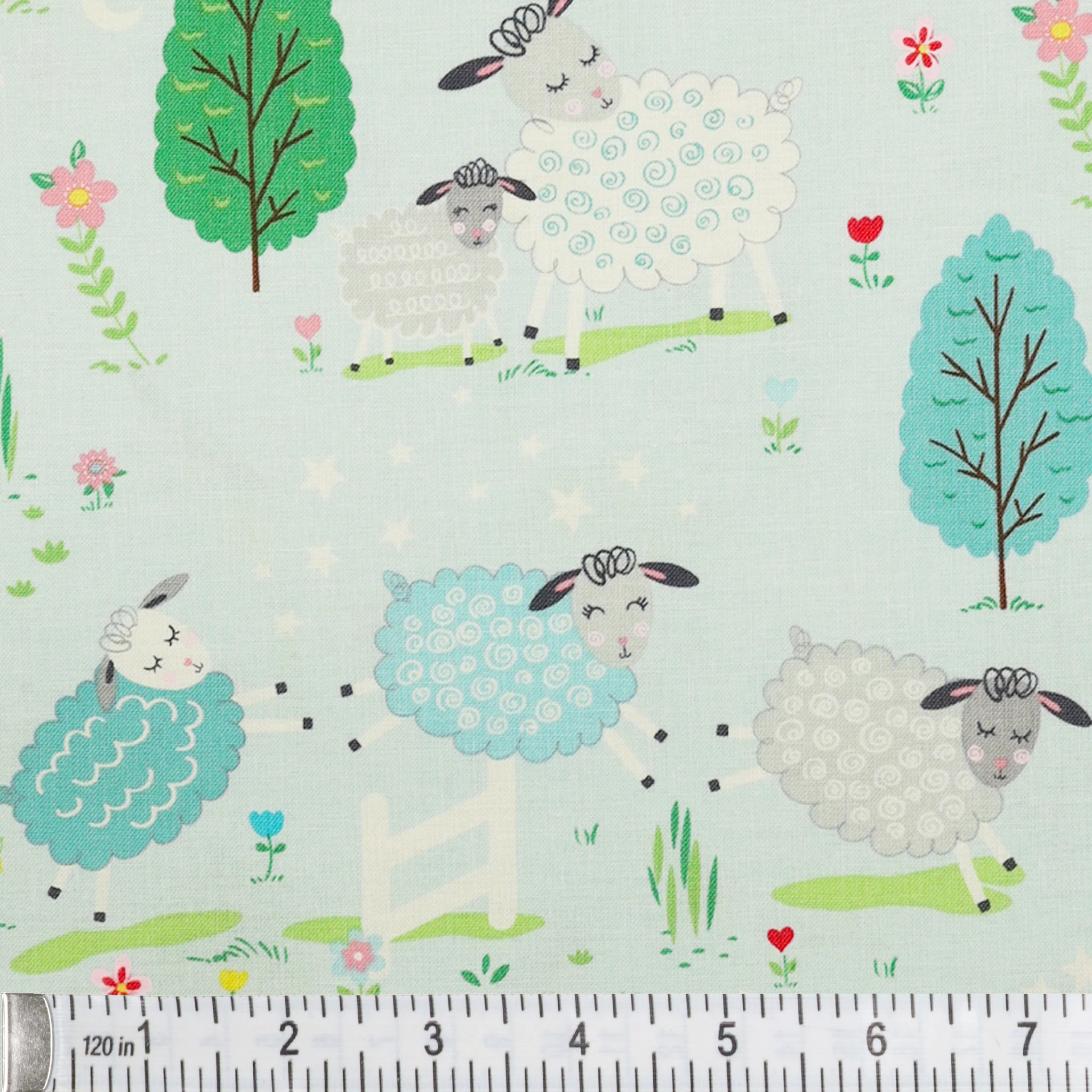 Sweet Little Lamb Fabric Collection - Little Lamb Scenic Sky Blue - Image 3