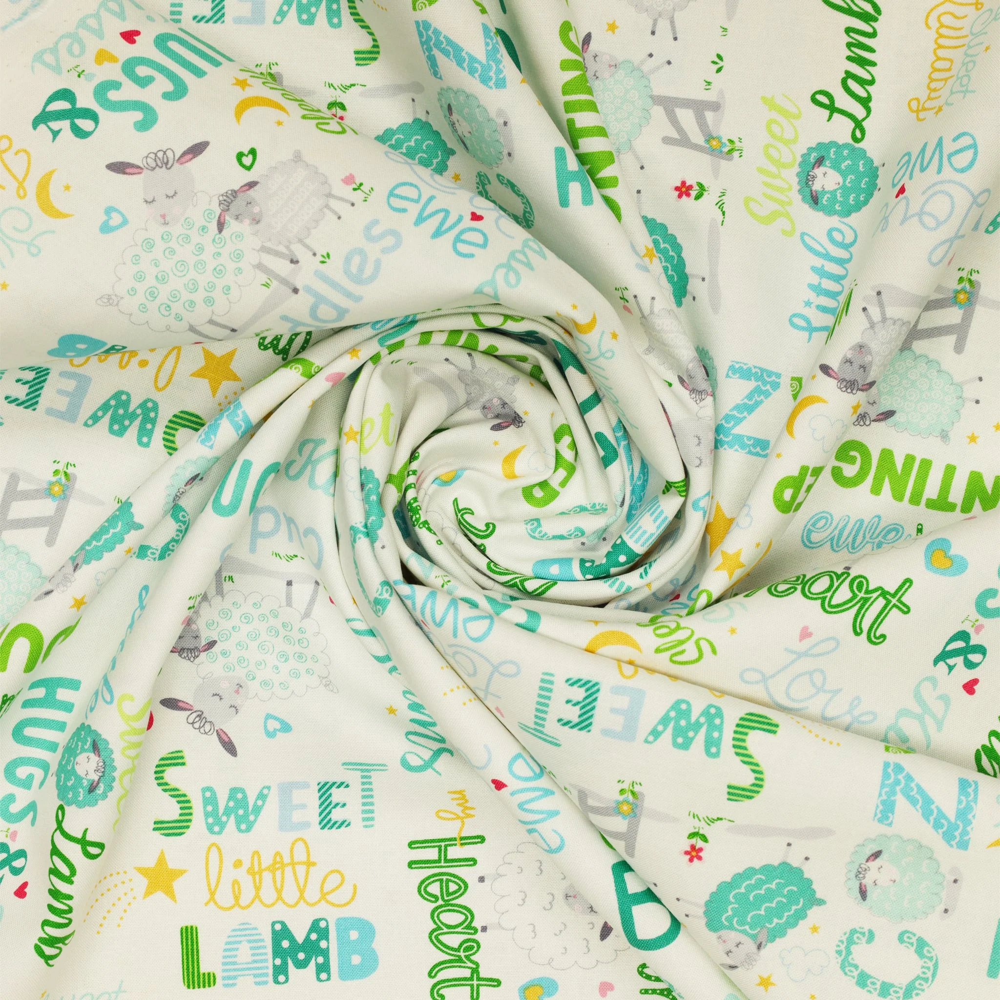 Sweet Little Lamb Fabric Collection - Sweet & Cozy Words White - Image 2