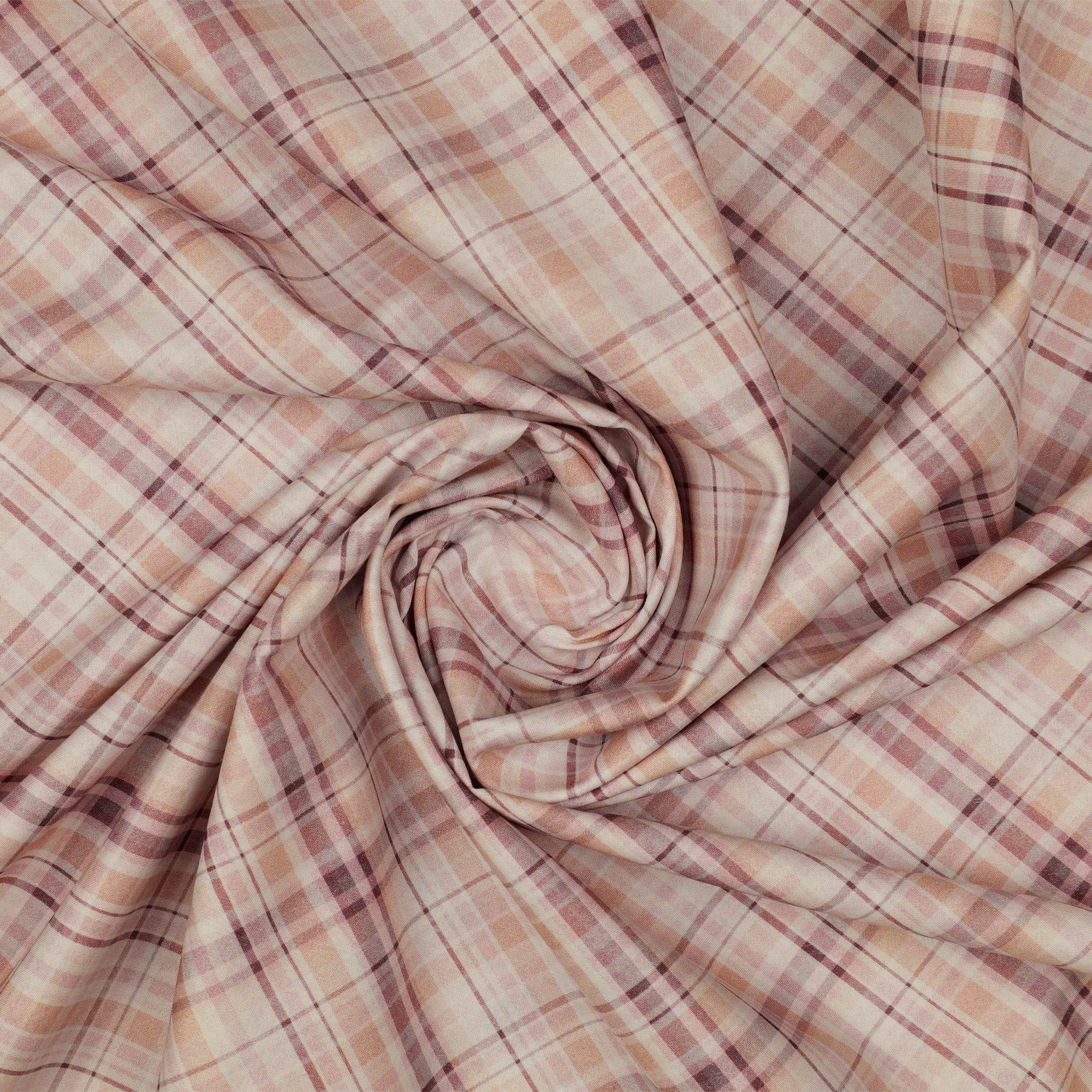 Sweet Meadow Lawn Fabric Collection - Plaid Lawn Peach/Mauve - Image 2