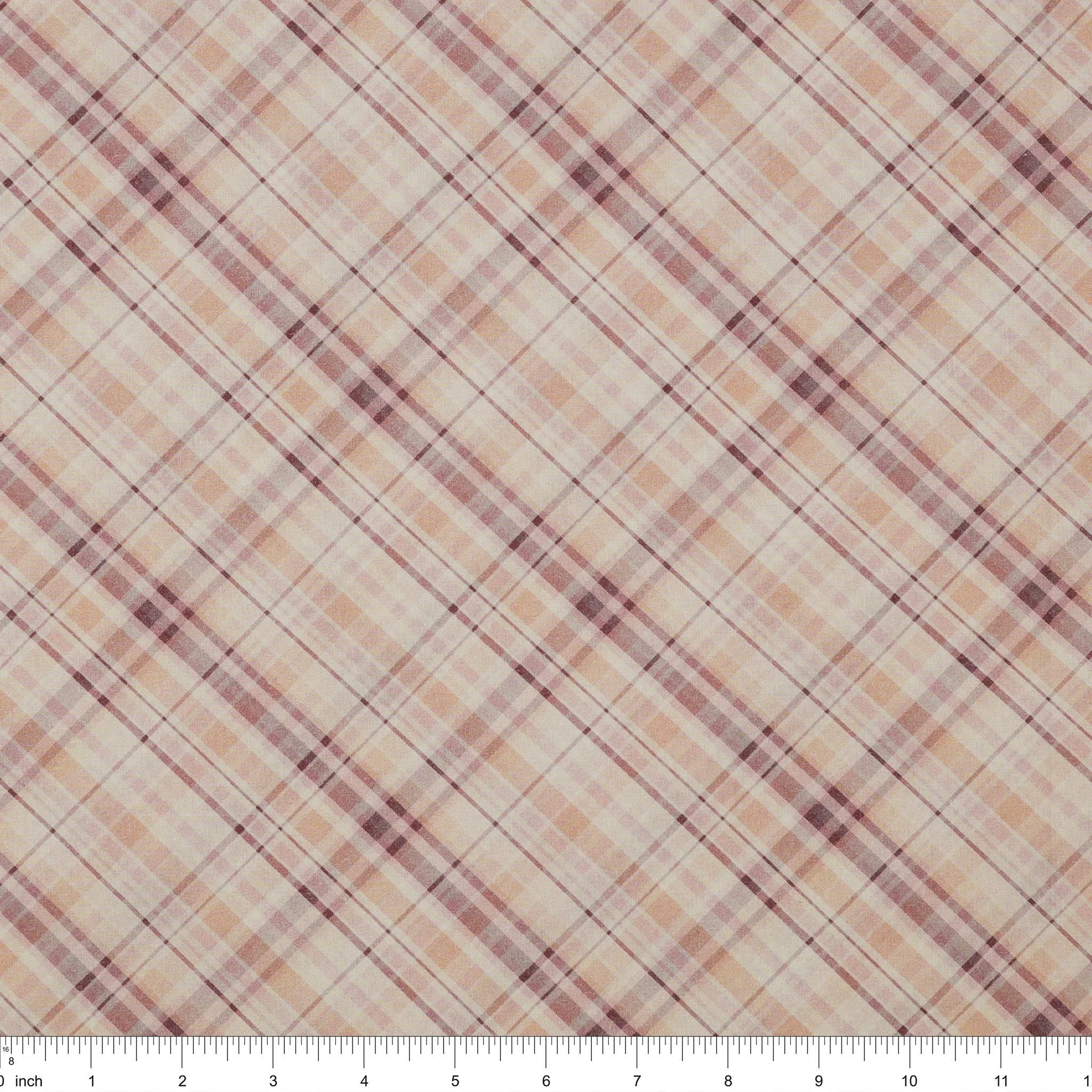 Sweet Meadow Lawn Fabric Collection - Plaid Lawn Peach/Mauve - Image 3