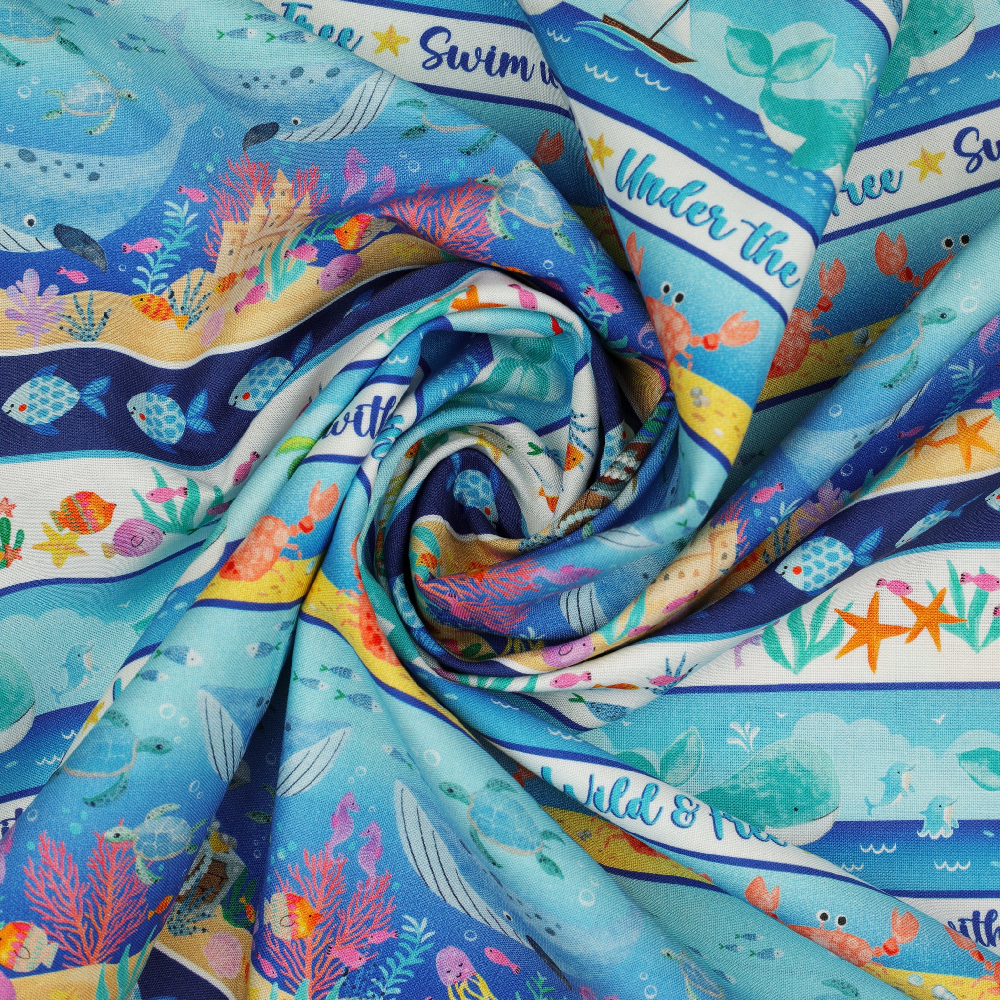 Swim With Me Fabric Collection - Let's Swim Stripe Multi - Image 2