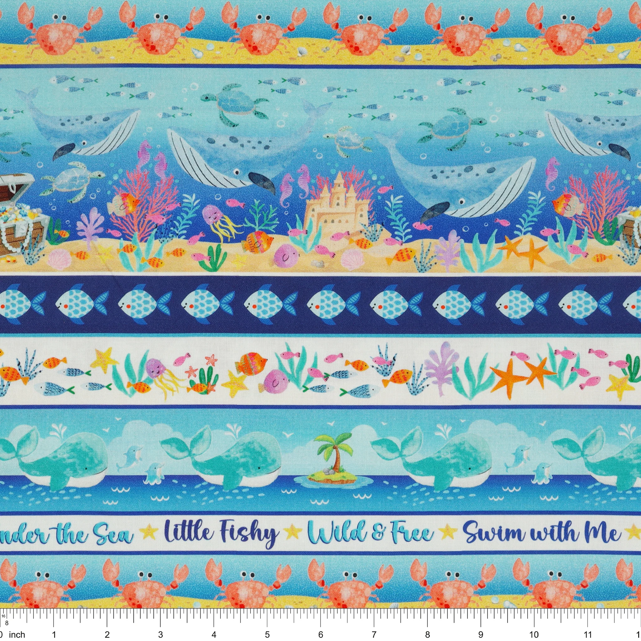 Swim With Me Fabric Collection - Let's Swim Stripe Multi - Image 3