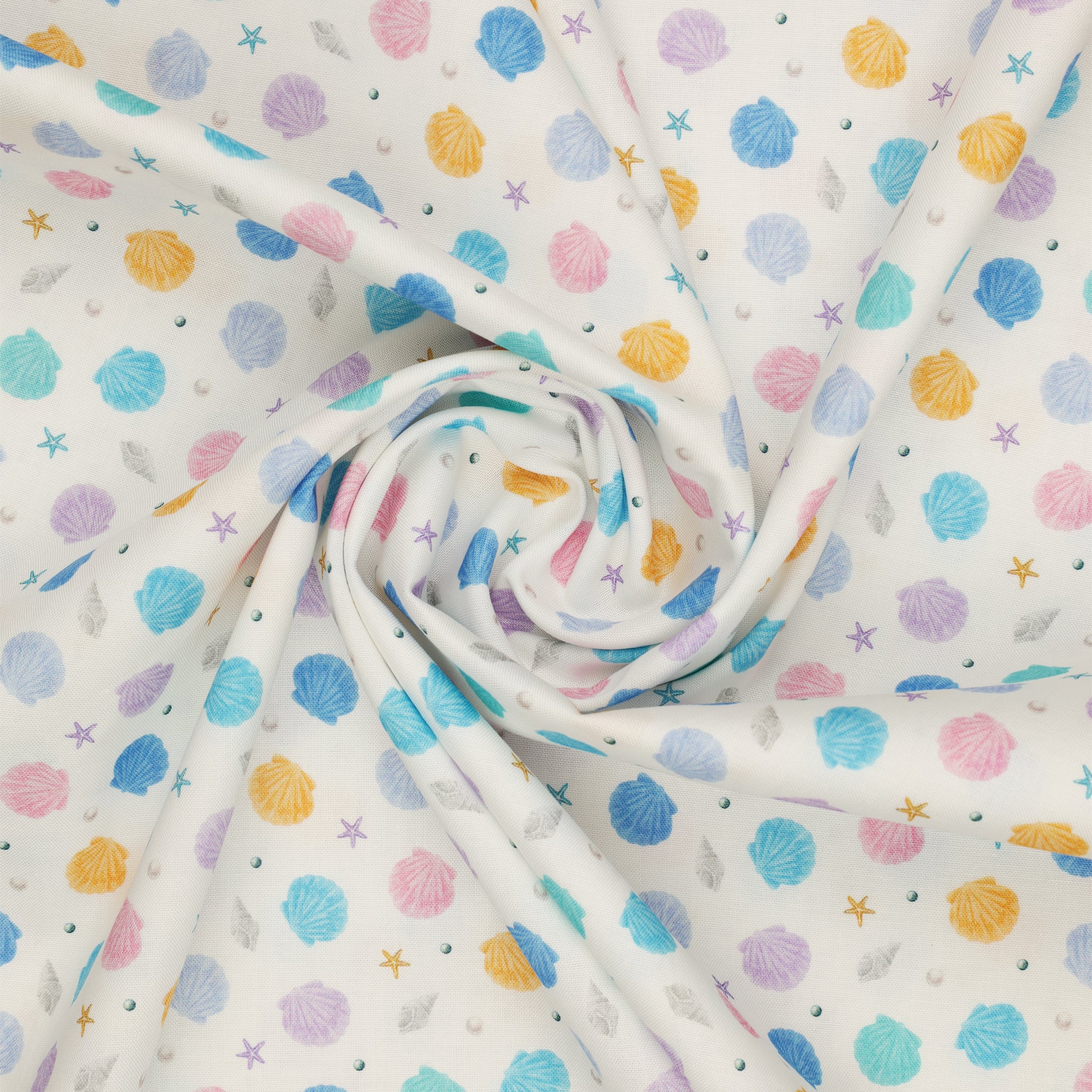 Swim With Me Fabric Collection - Little Shells White - Image 2