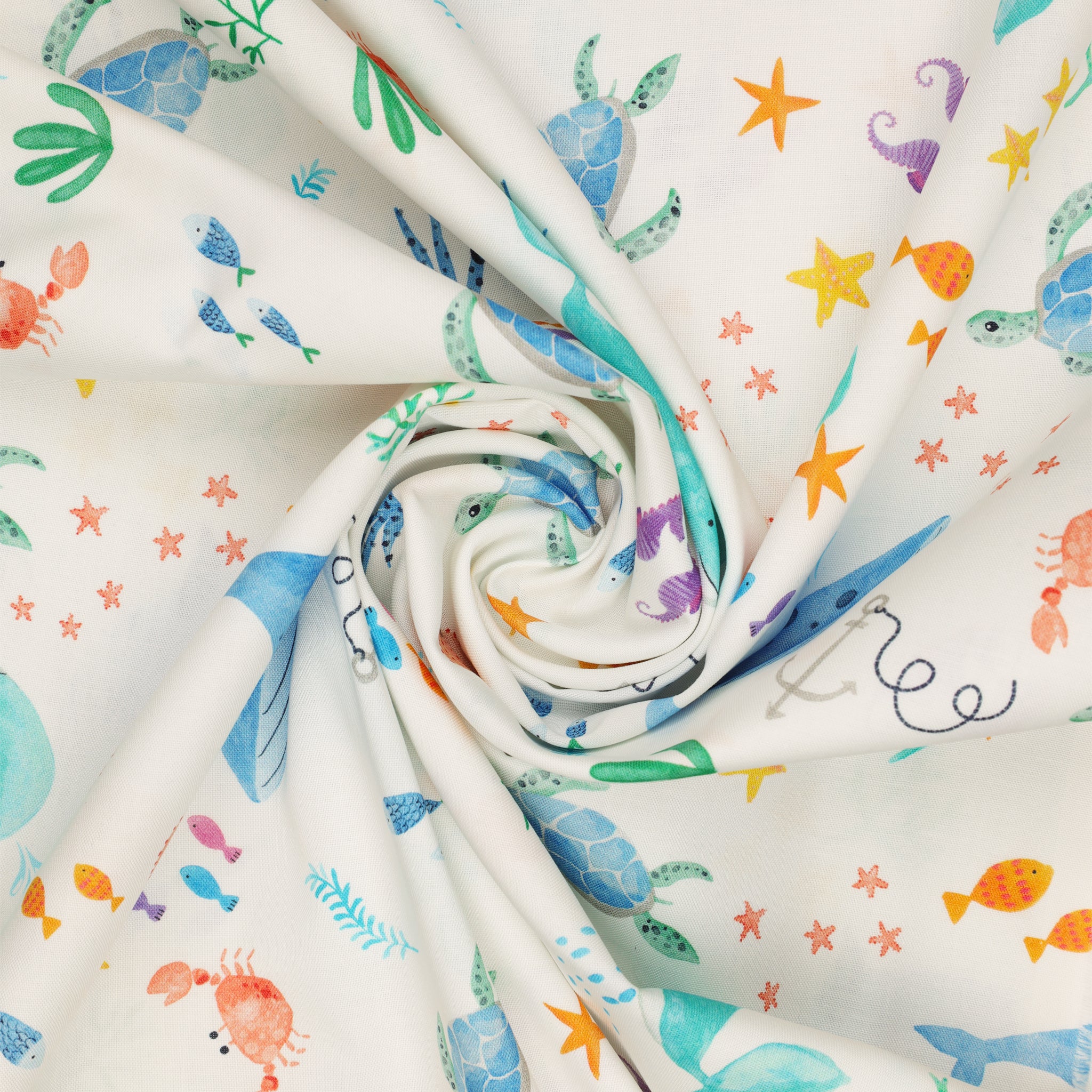 Swim With Me Fabric Collection - Ocean Life White - Image 2