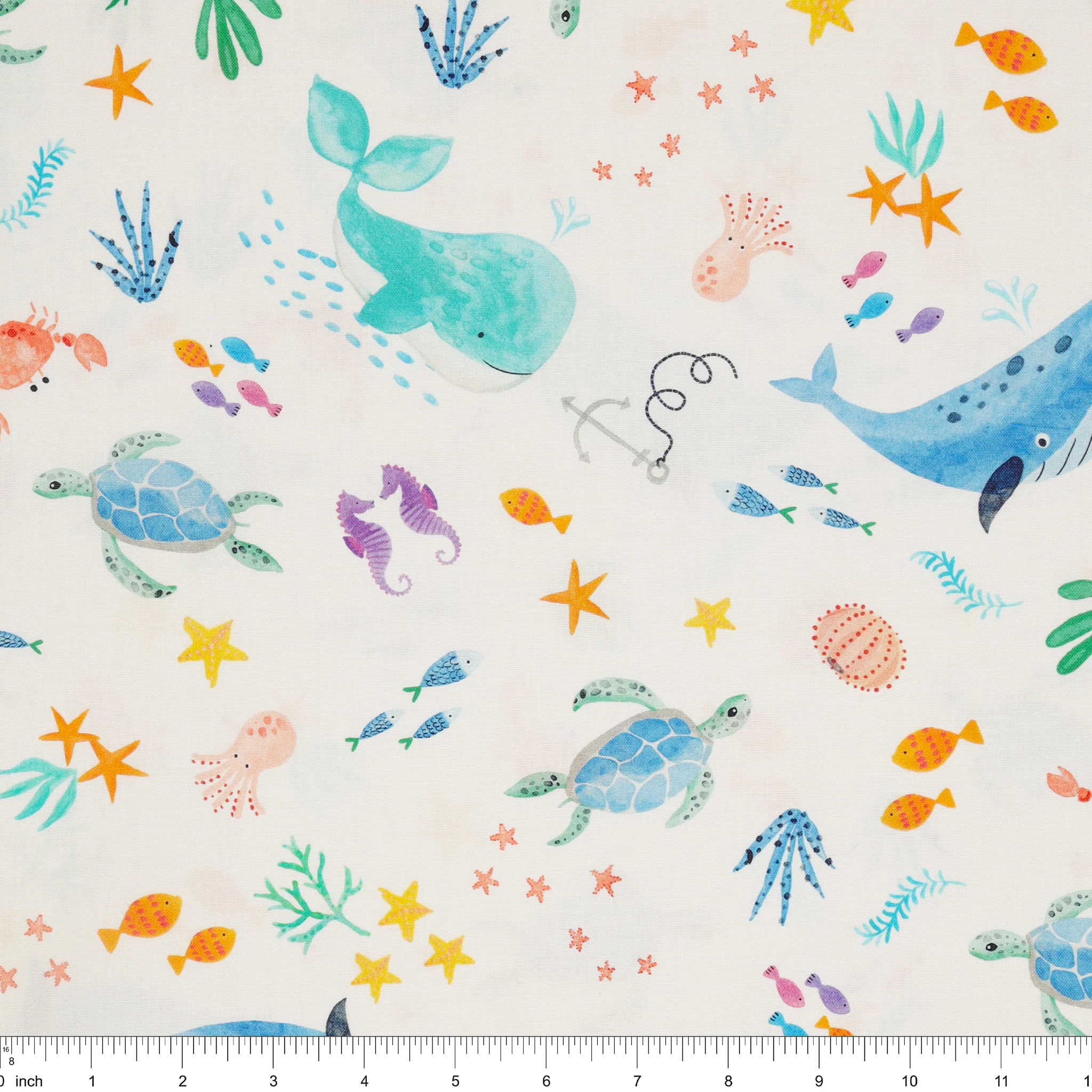 Swim With Me Fabric Collection - Ocean Life White - Image 3