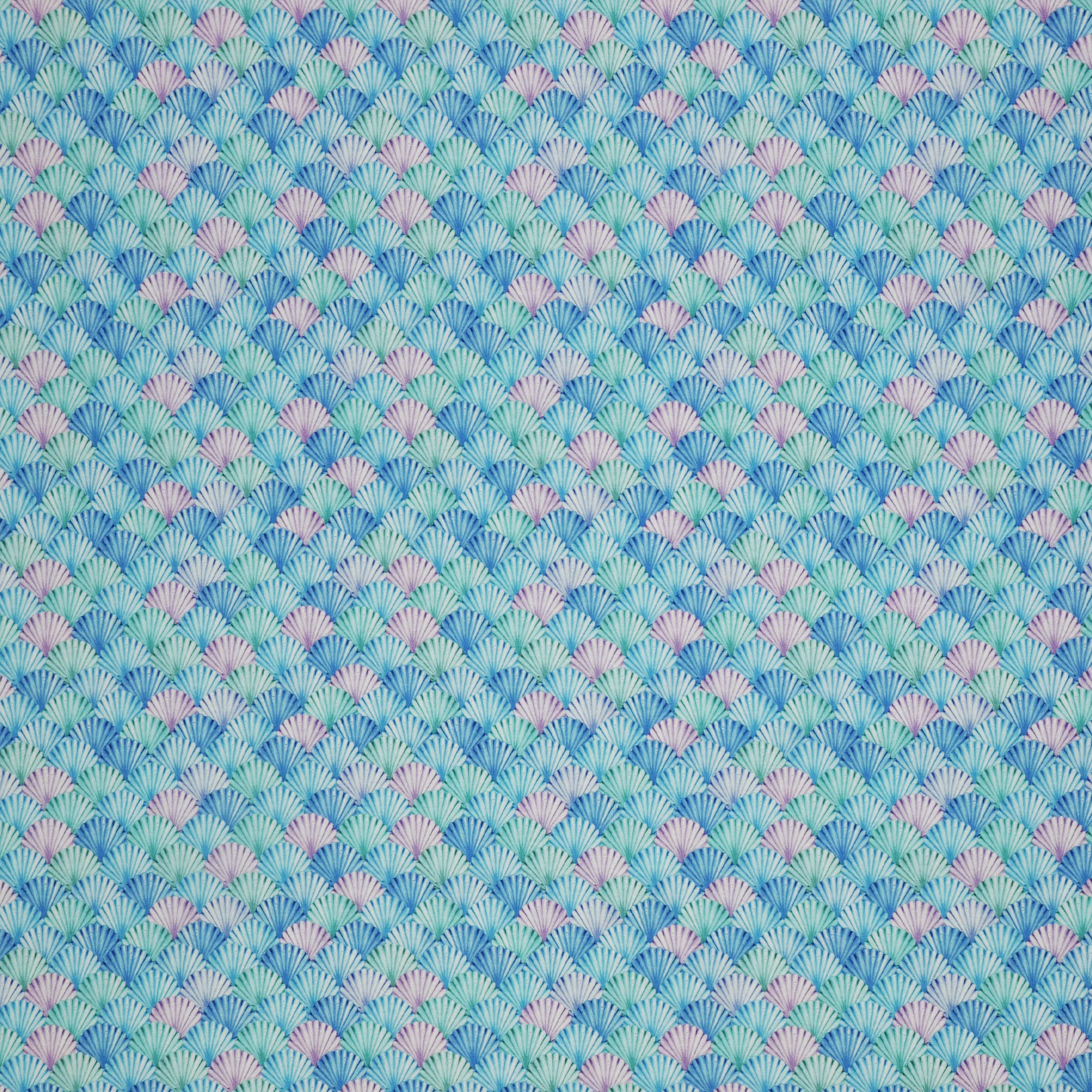 Swim With Me Fabric Collection - Scalloped Shells Blue