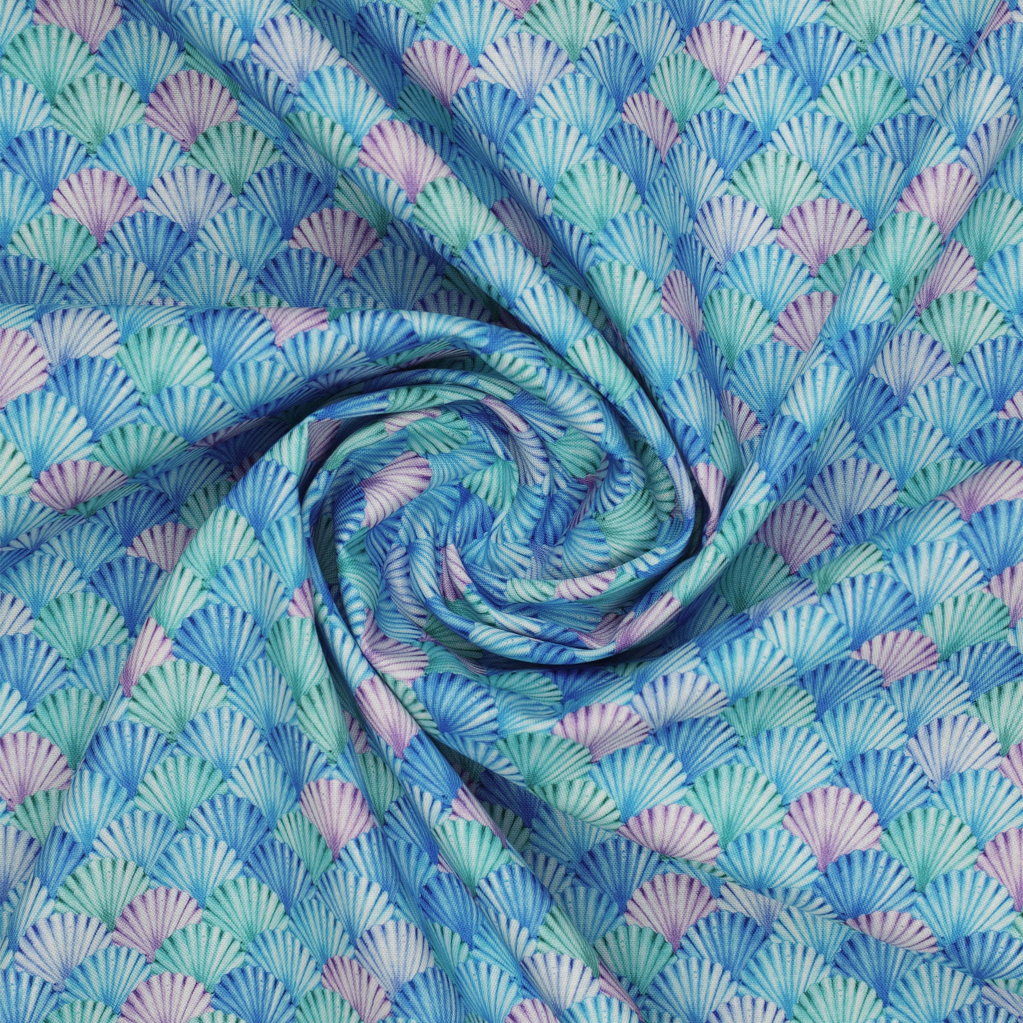 Swim With Me Fabric Collection - Scalloped Shells Blue - Image 2