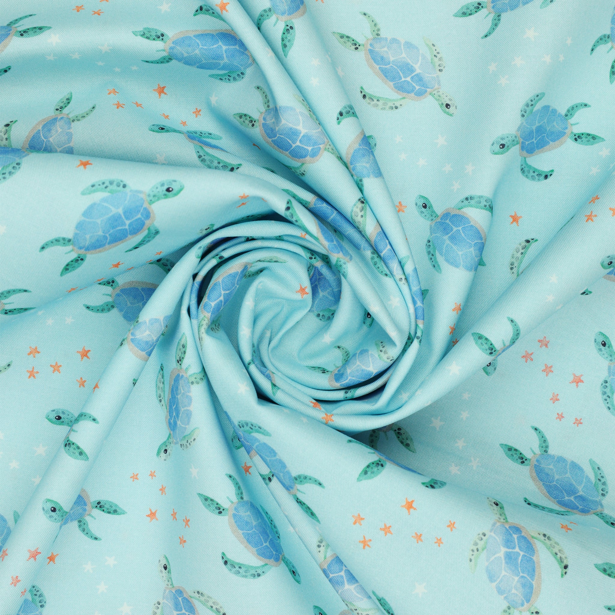 Swim With Me Fabric Collection - Sea Turtles Light Blue - Image 2