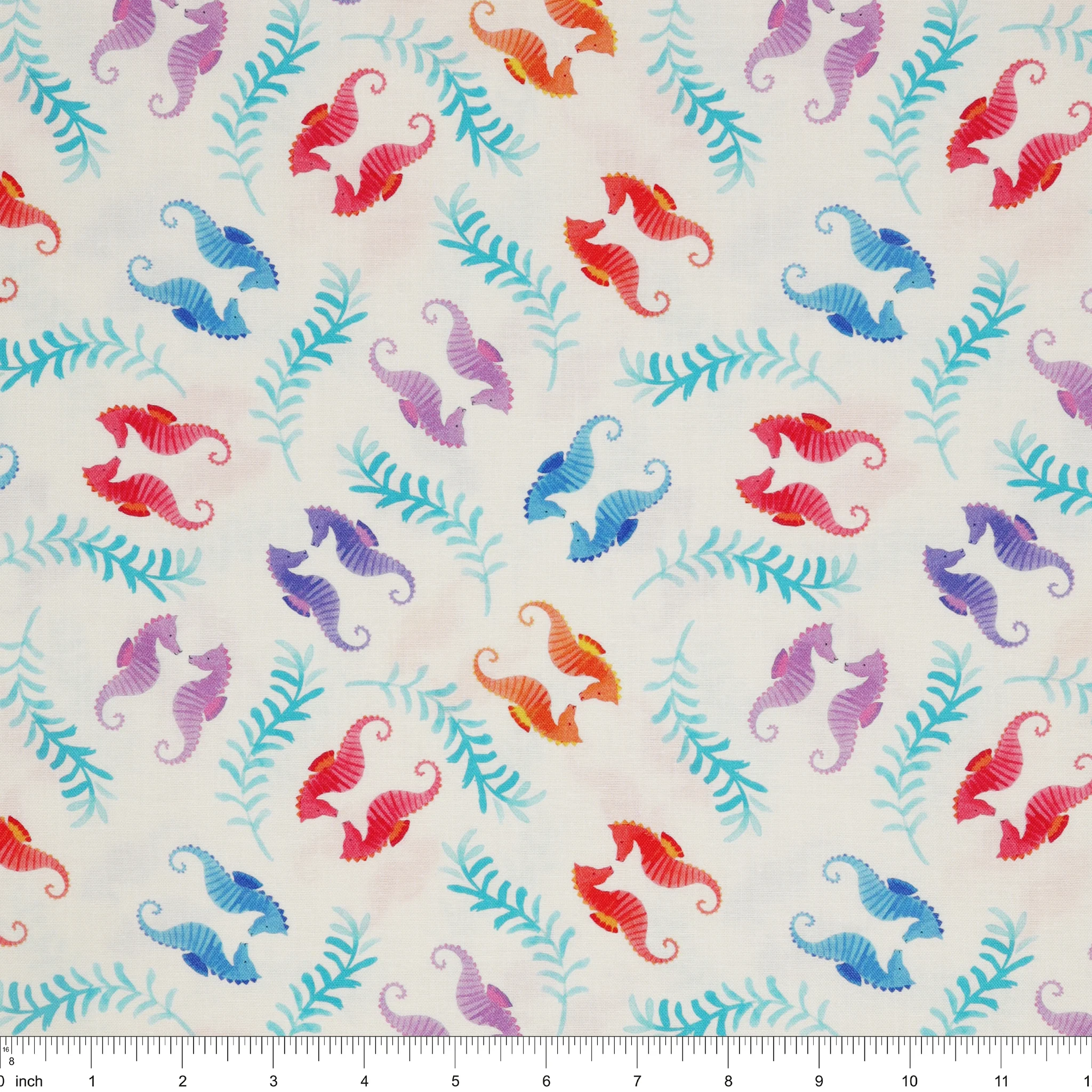 Swim With Me Fabric Collection - Seahorses White - Image 3
