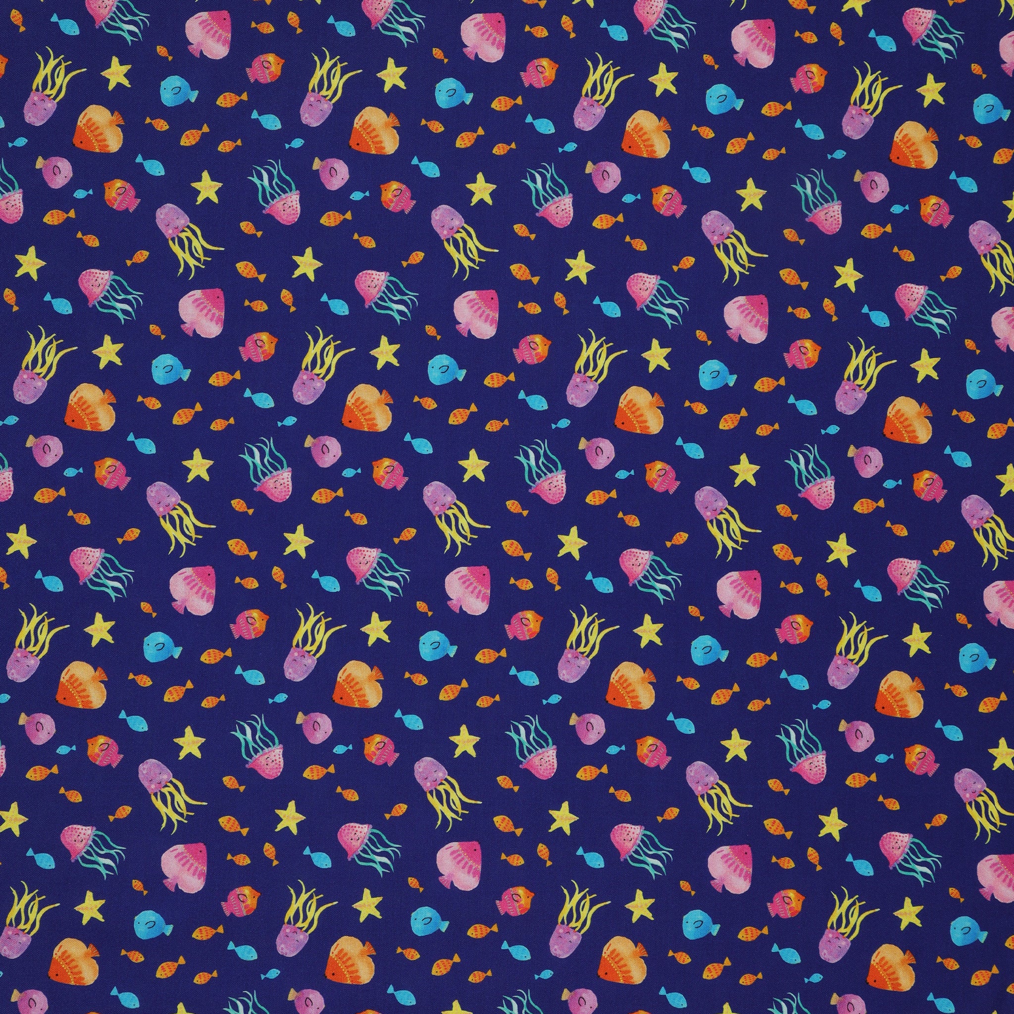 Swim With Me Fabric Collection - Tropical Fish Navy