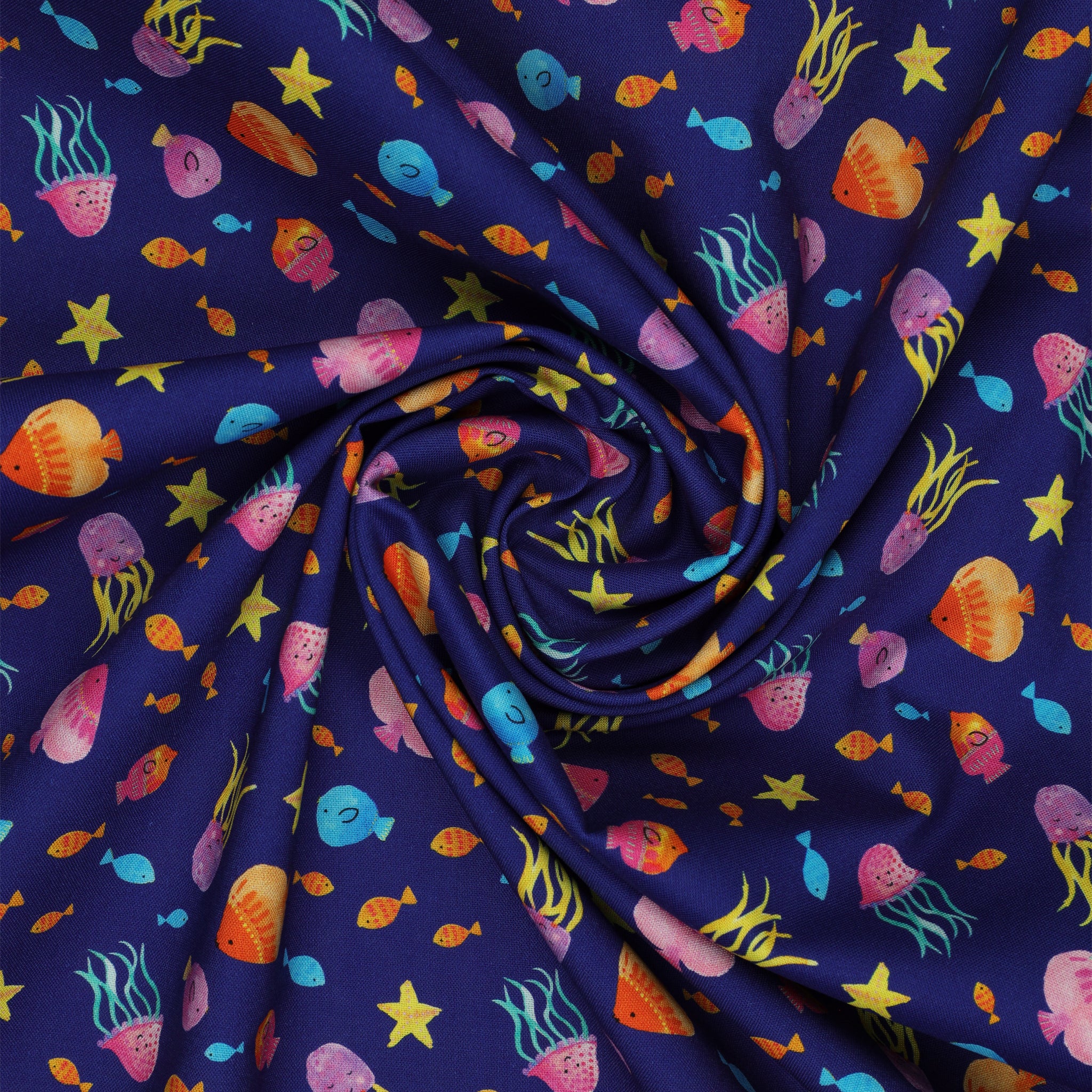 Swim With Me Fabric Collection - Tropical Fish Navy - Image 2