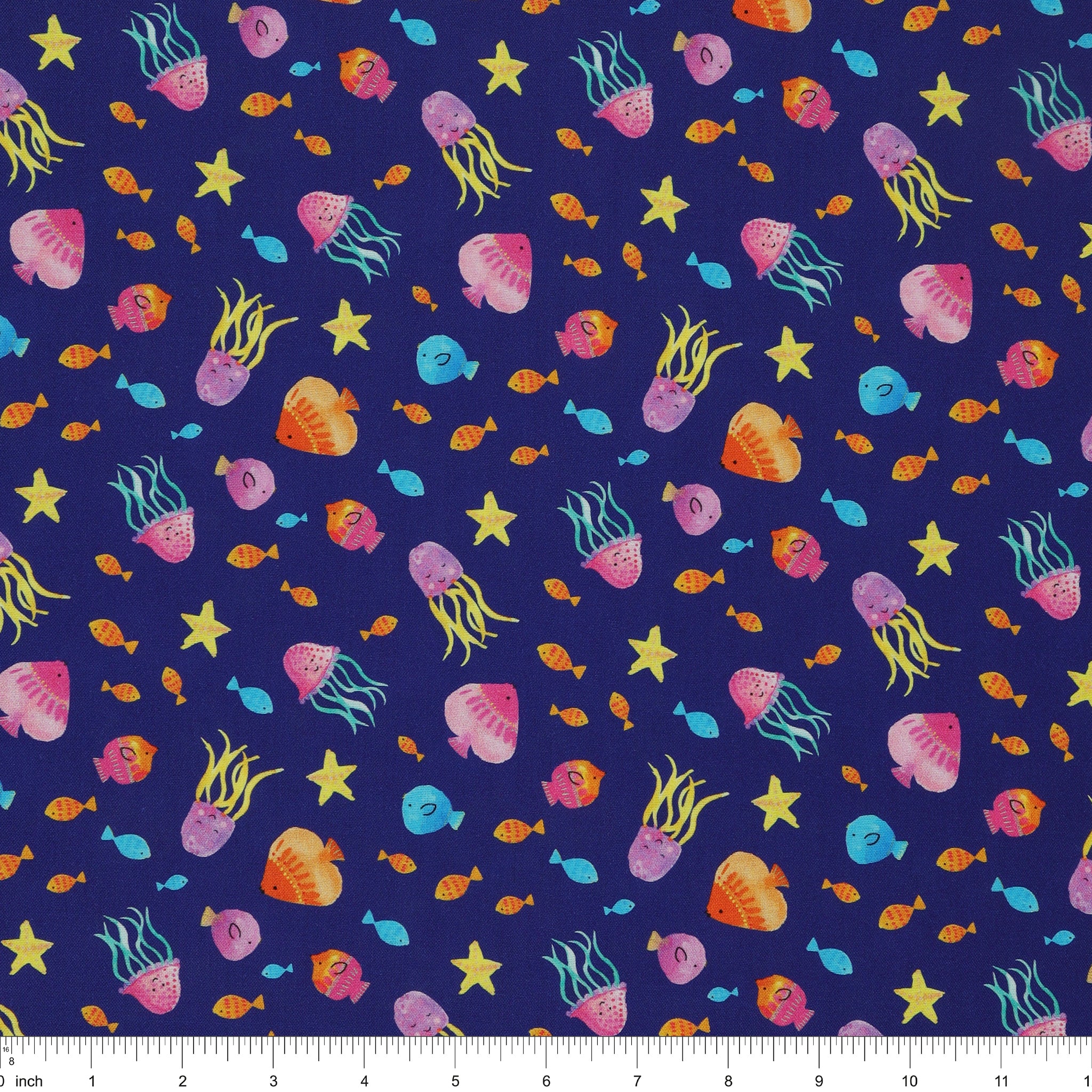 Swim With Me Fabric Collection - Tropical Fish Navy - Image 3