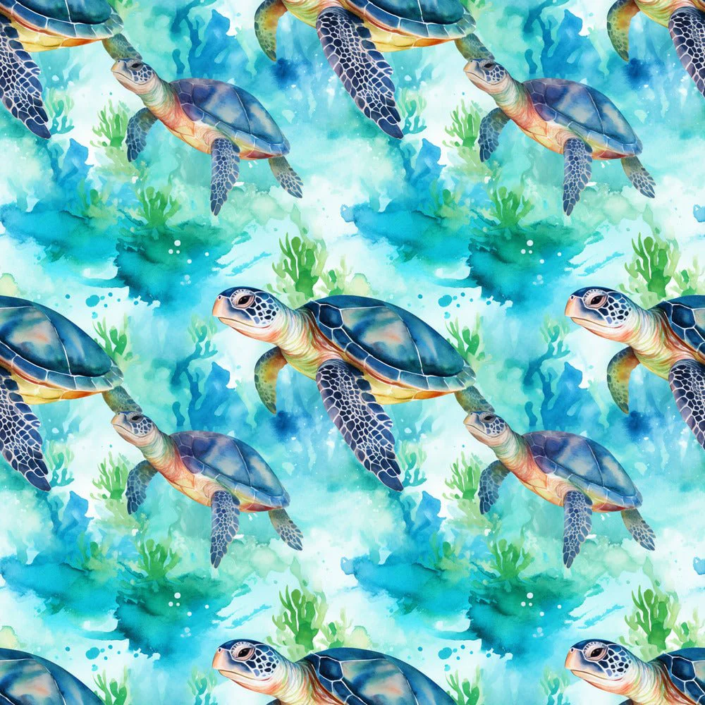 Swimming Sea Turtles Pattern #4 Fabric