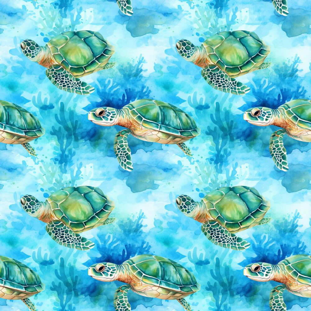 Swimming Sea Turtles Pattern #5 Fabric