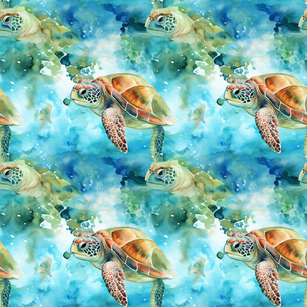 Swimming Sea Turtles Pattern #8 Fabric